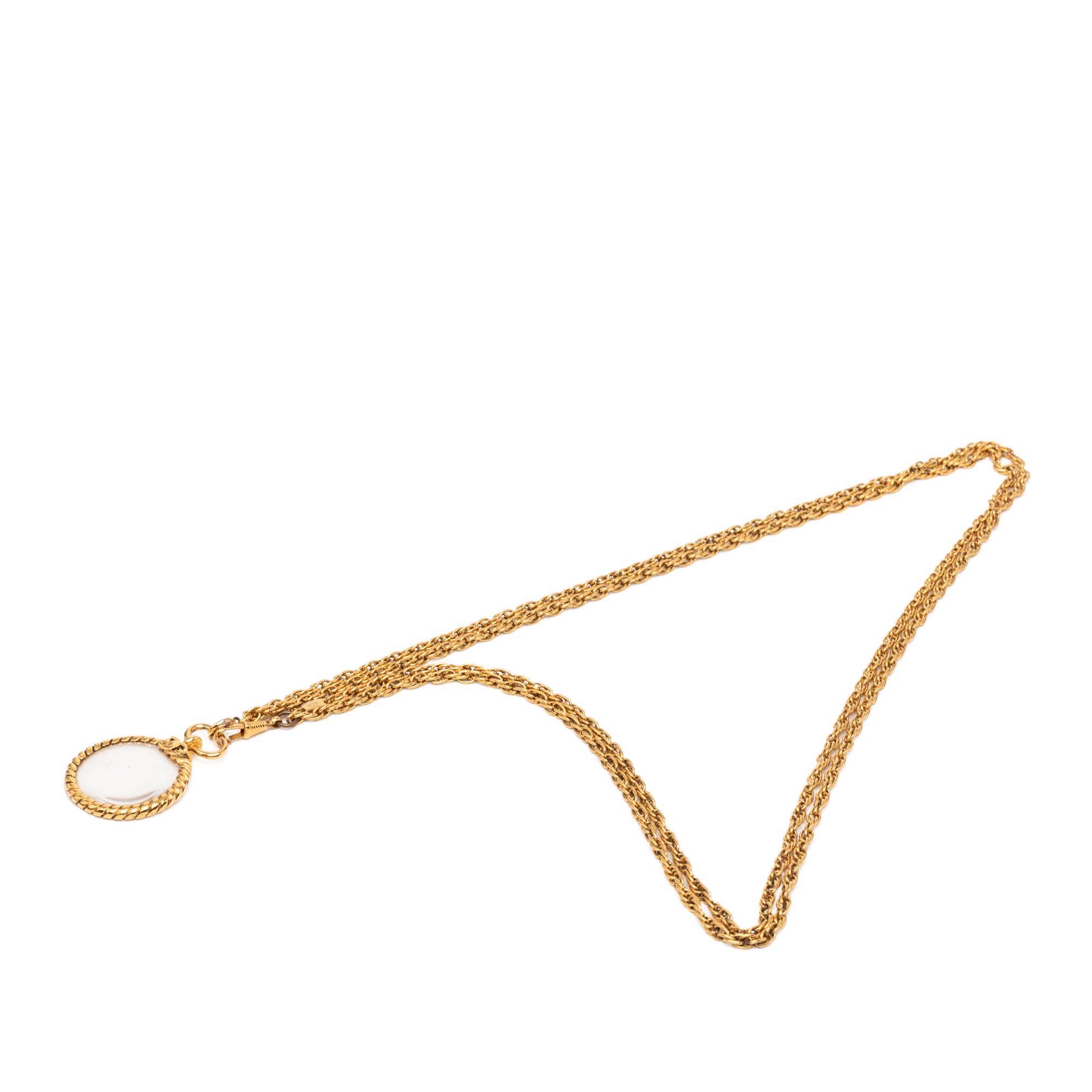 CC Gold Plated Double Chain Loupe Magnifying Glass Pendant Necklace - Image 6