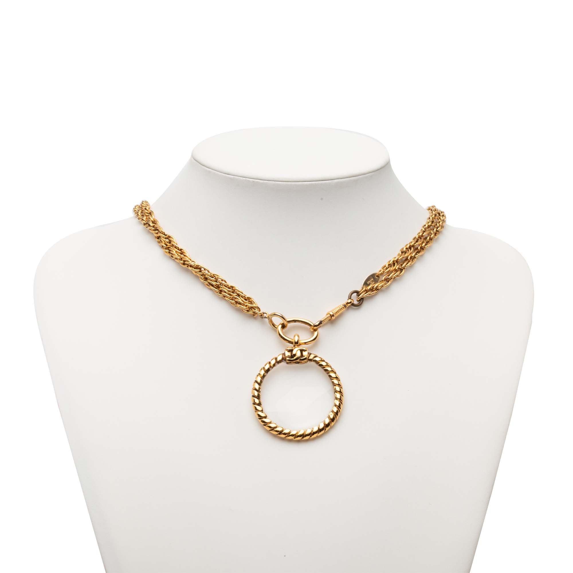 CC Gold Plated Double Chain Loupe Magnifying Glass Pendant Necklace - Image 7