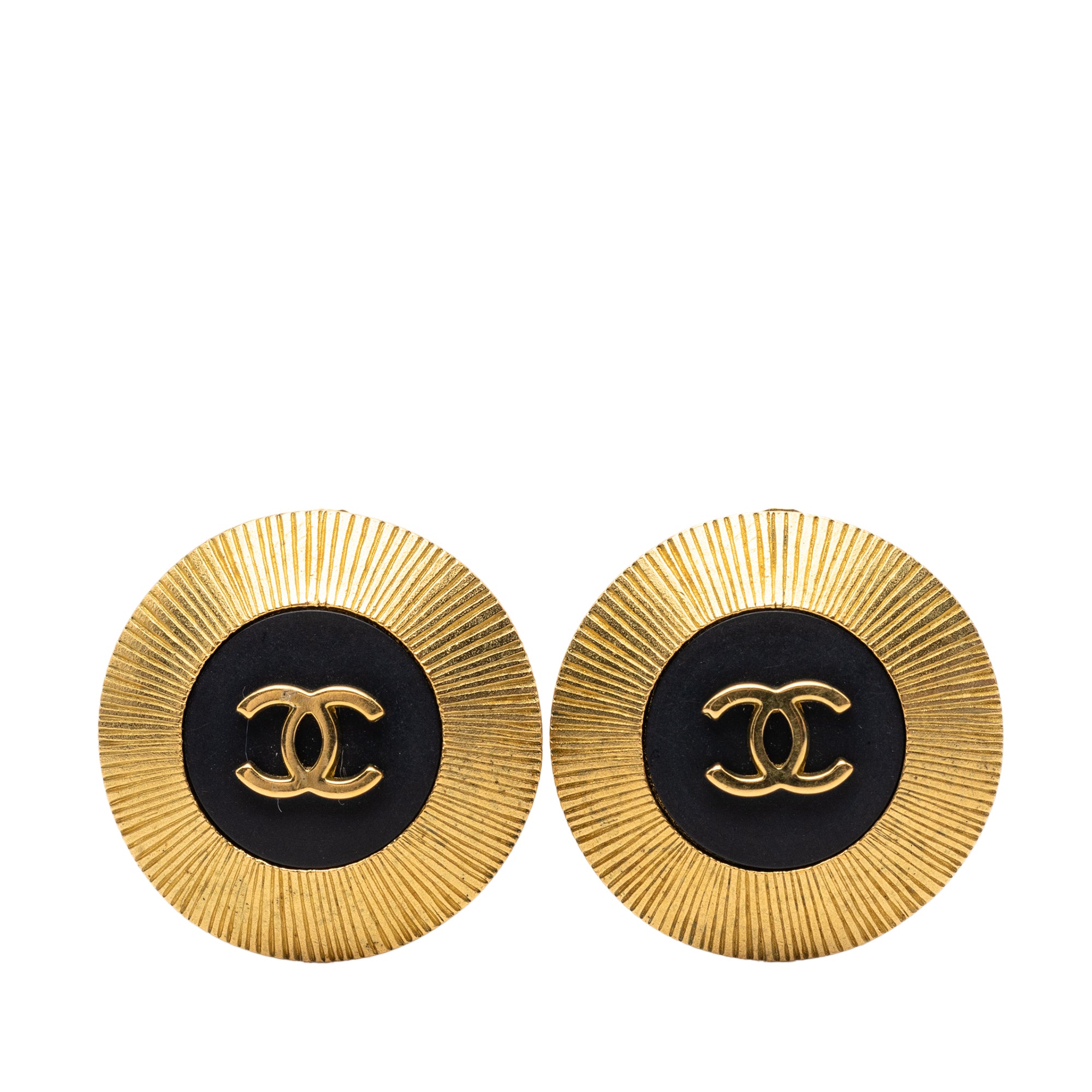 CC Gold Plated Enamel Clip On Earrings - Image 1