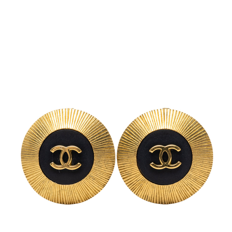 CC Gold Plated Enamel Clip On Earrings