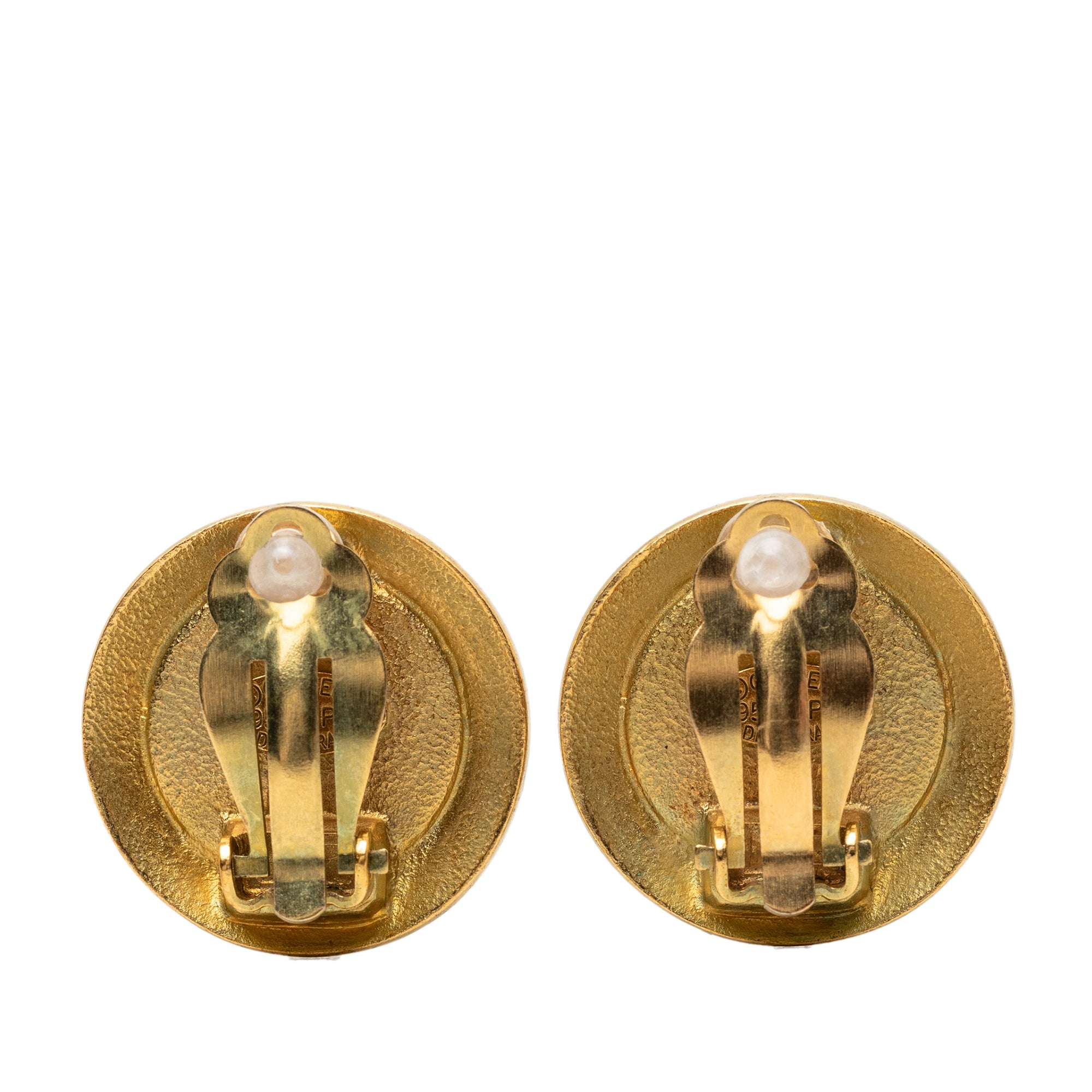 CC Gold Plated Enamel Clip On Earrings - Image 2