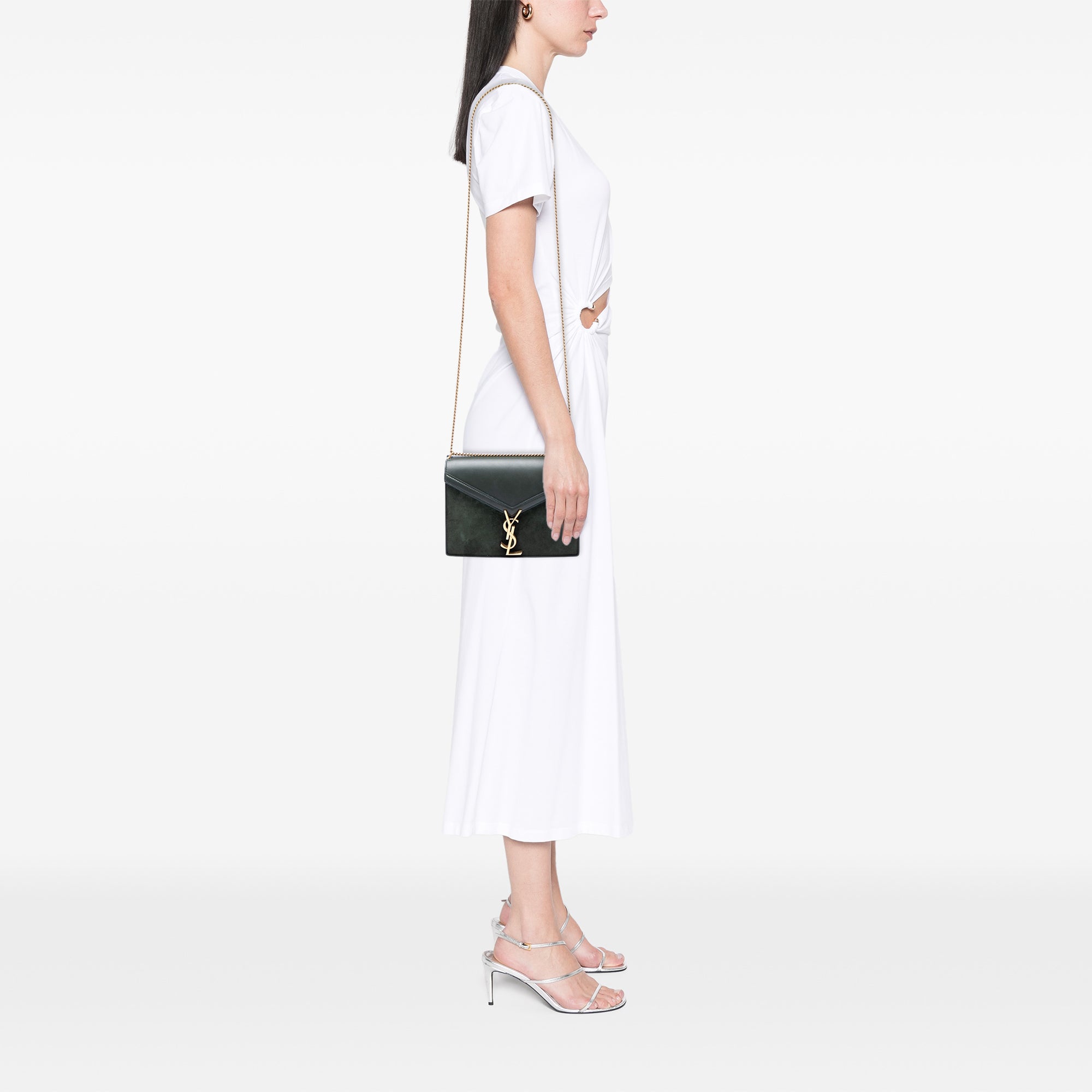 Suede and Calfskin Monogram Cassandra Clasp Bag - Image 6