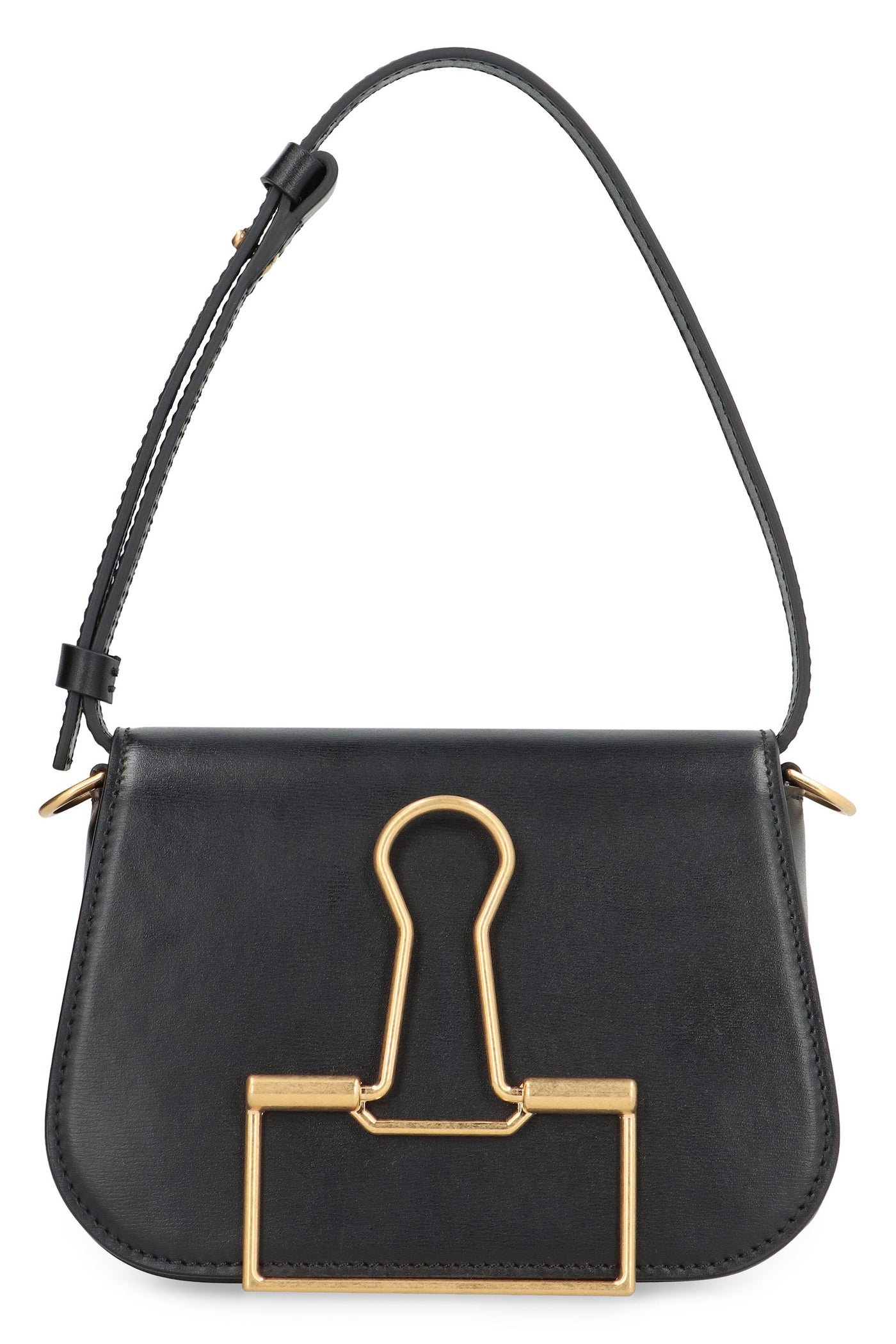 Off-White Skeleton Binder Shoulder Bag — Black Calf; Lining: Cotton
