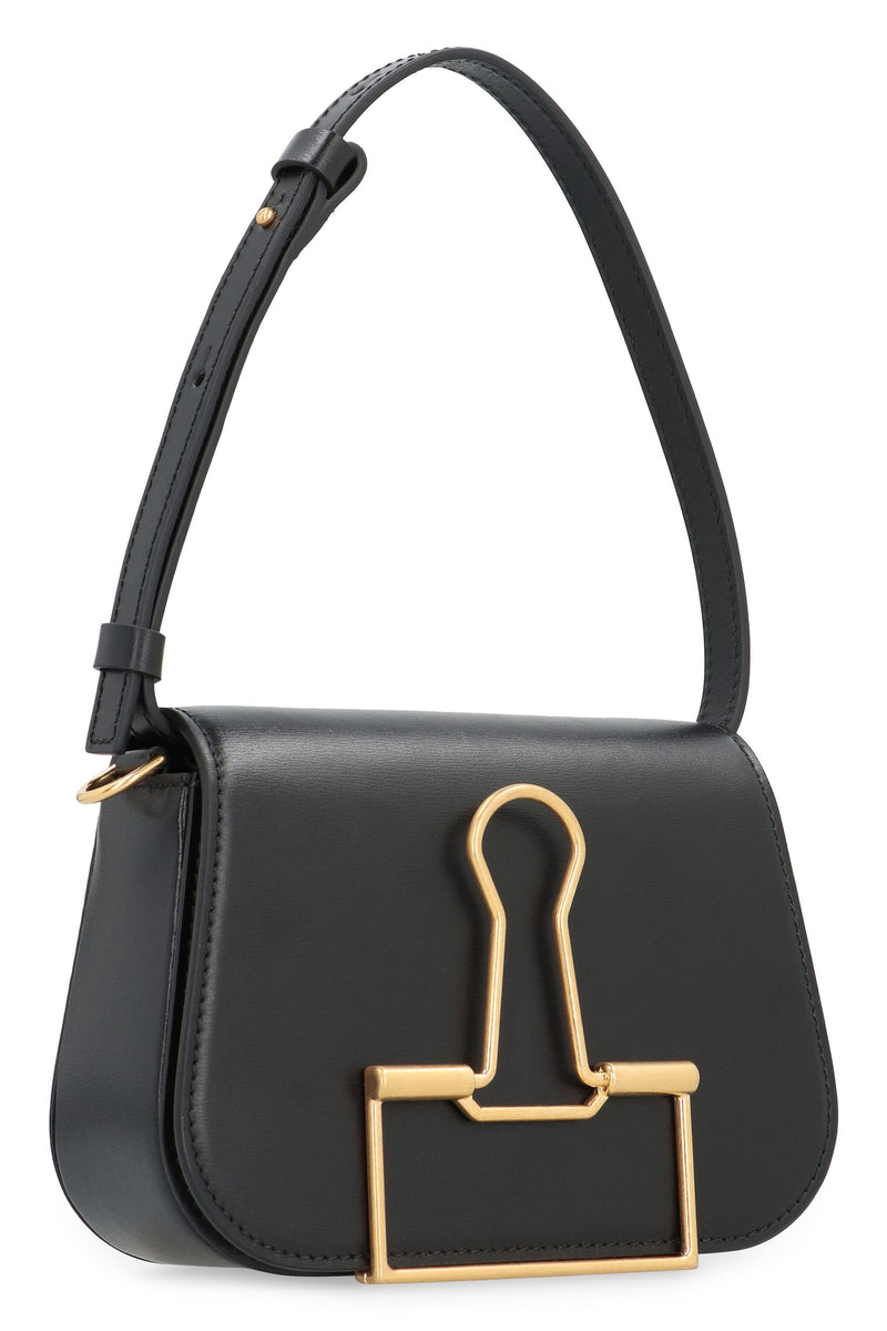 Off-White Skeleton Binder Shoulder Bag — Black Calf; Lining: Cotton