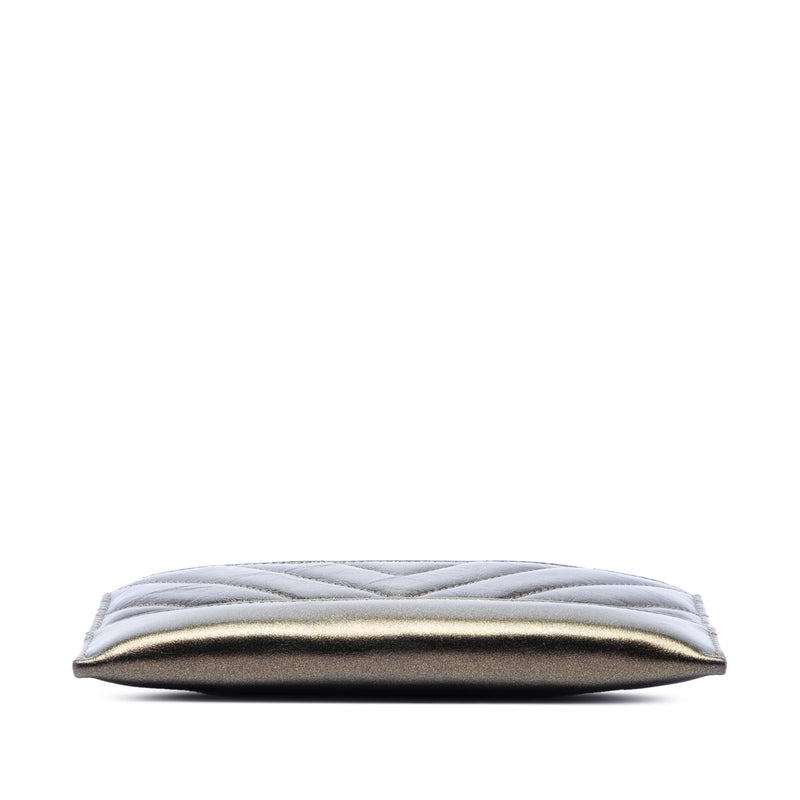 Chevron Metallic Aged Calfskin Gabrielle Zip Pouch - Image 3