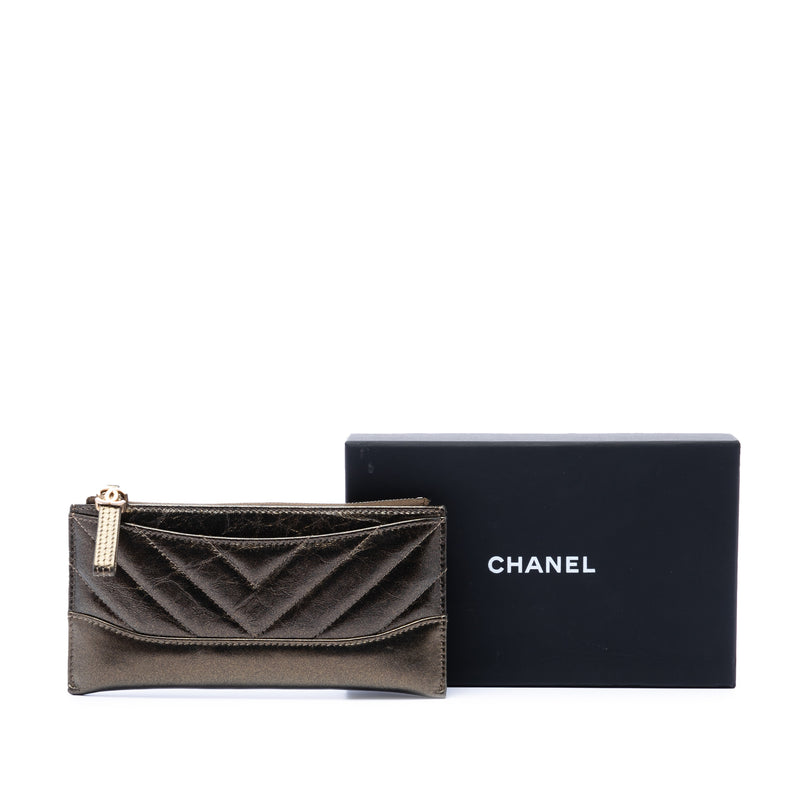 Chevron Metallic Aged Calfskin Gabrielle Zip Pouch - Image 7