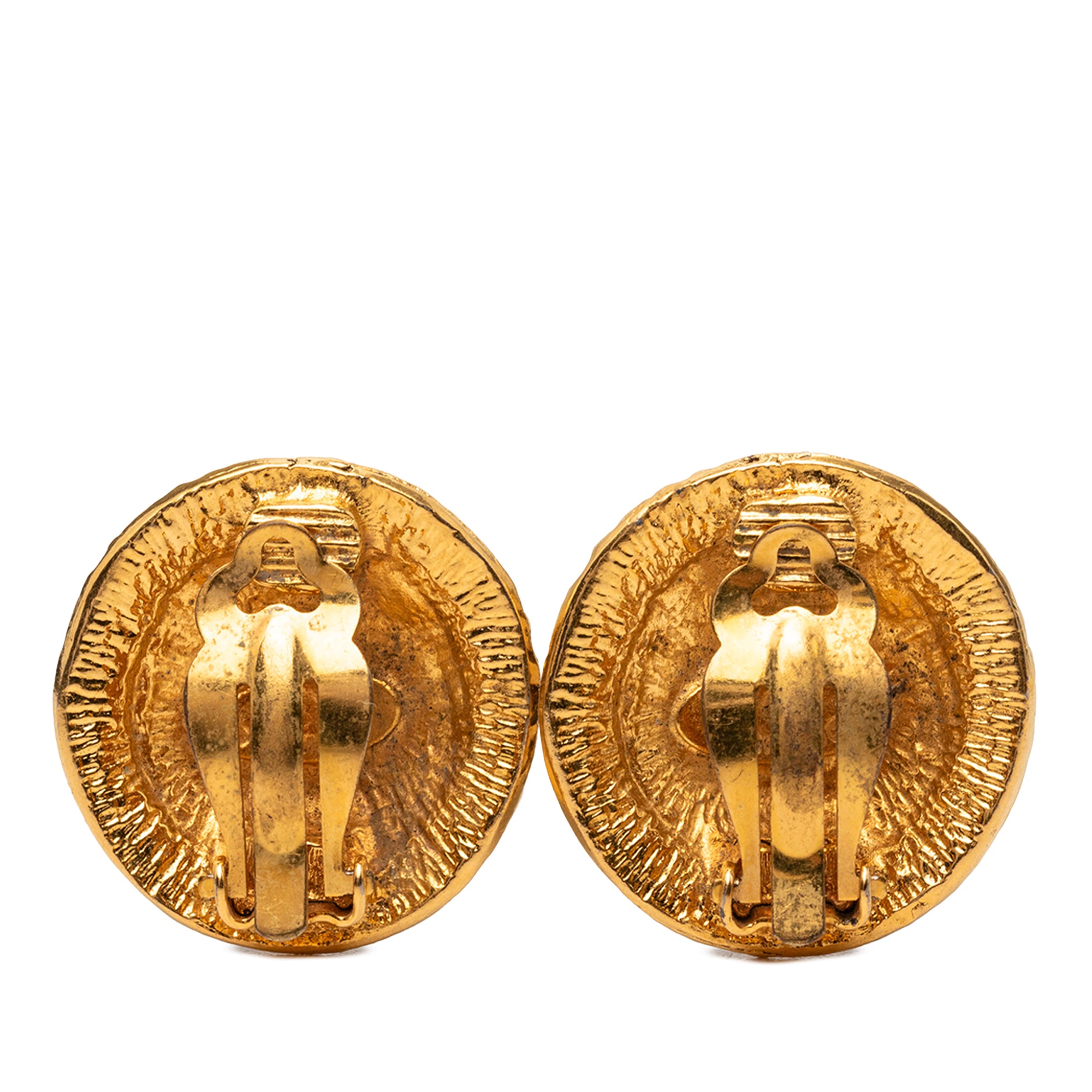 CC Gold Plated Rue Cambon Round Clip on Earrings - Image 2