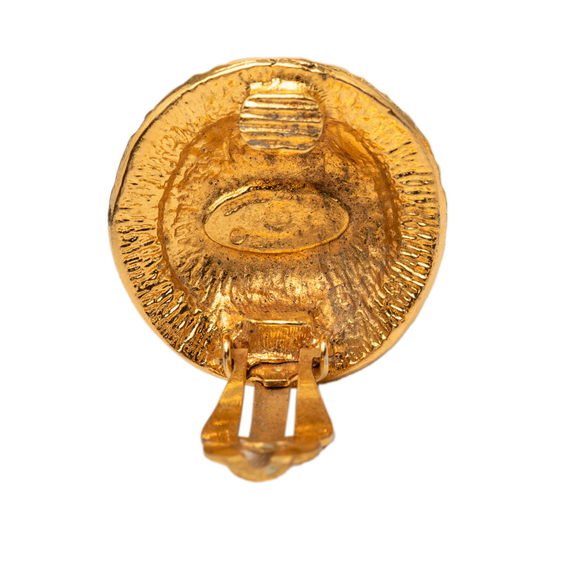 CC Gold Plated Rue Cambon Round Clip on Earrings - Image 3