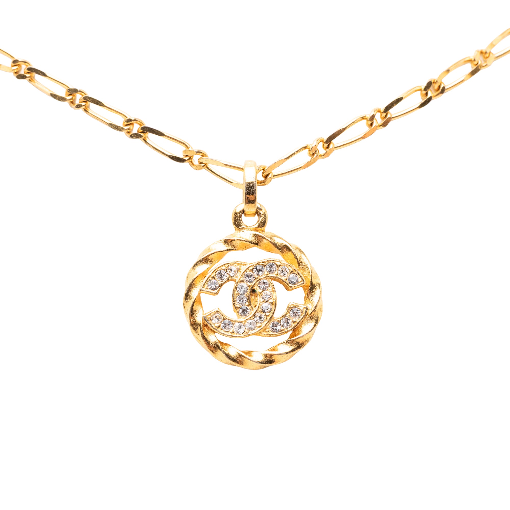 CC Gold Plated Strass Round Pendant Necklace - Image 2