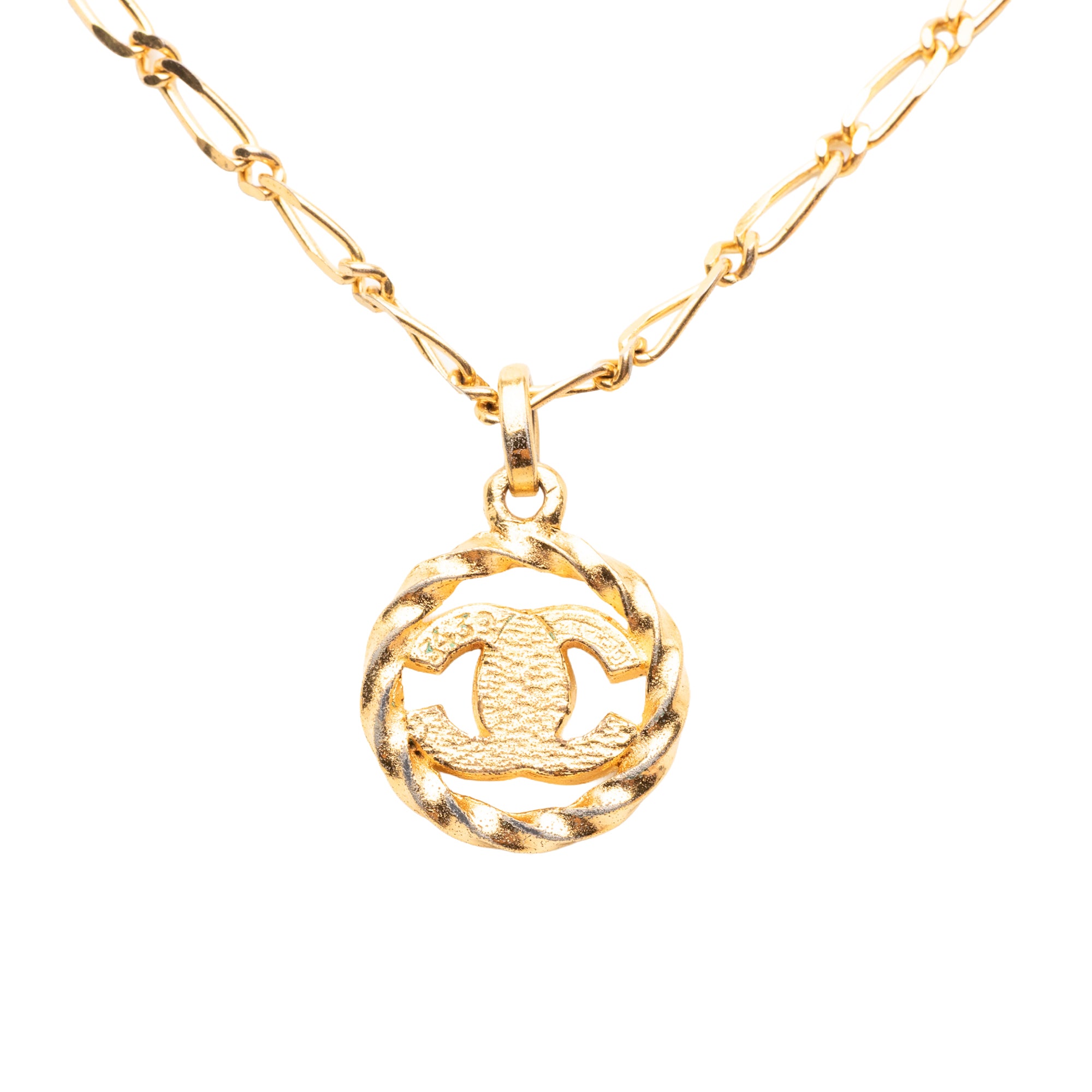 CC Gold Plated Strass Round Pendant Necklace - Image 3