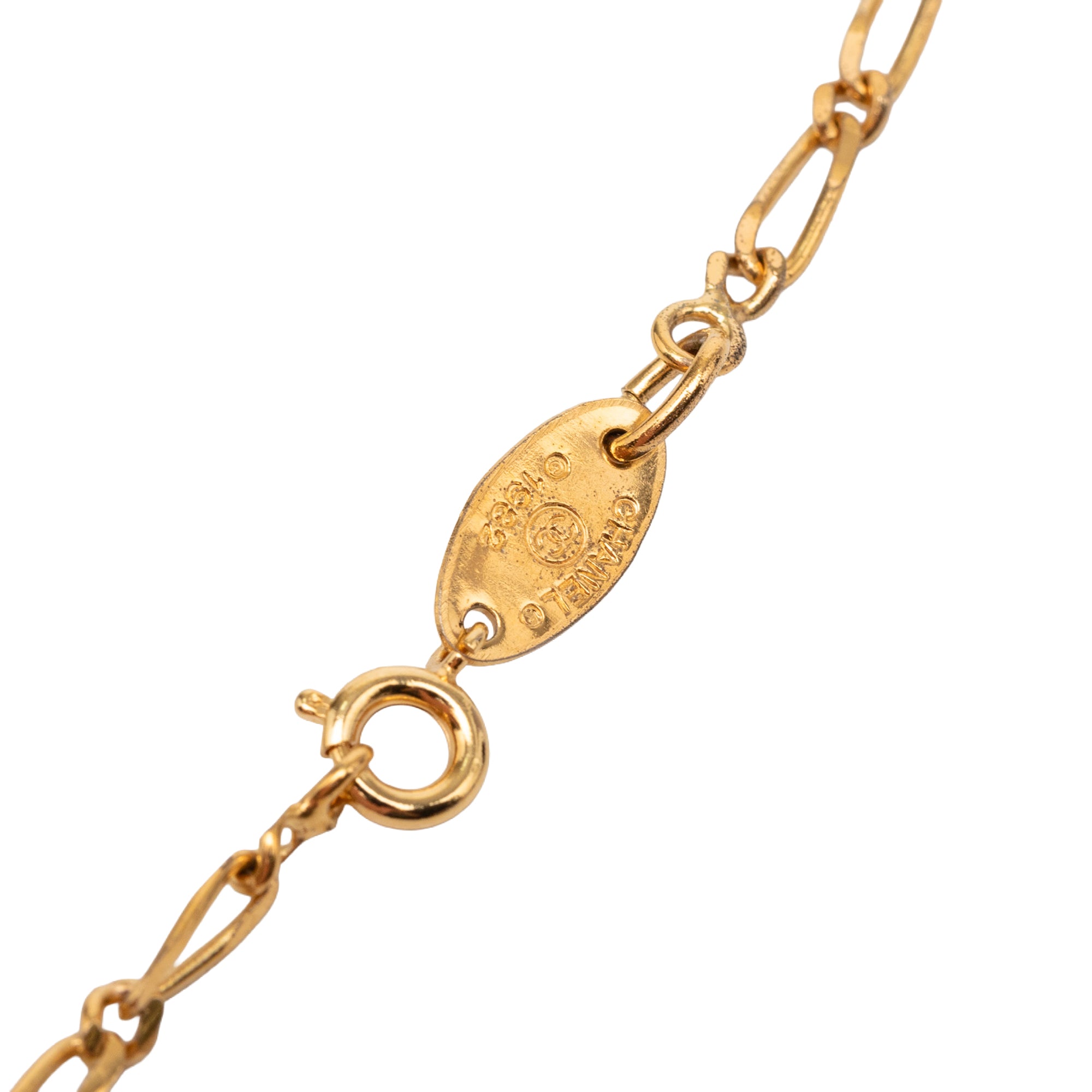 CC Gold Plated Strass Round Pendant Necklace - Image 4
