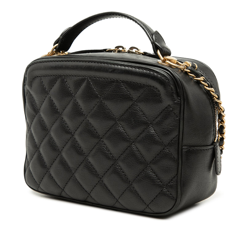 Small CC Quilted Lambskin Top Handle Vanity Case with Chain - Image 2