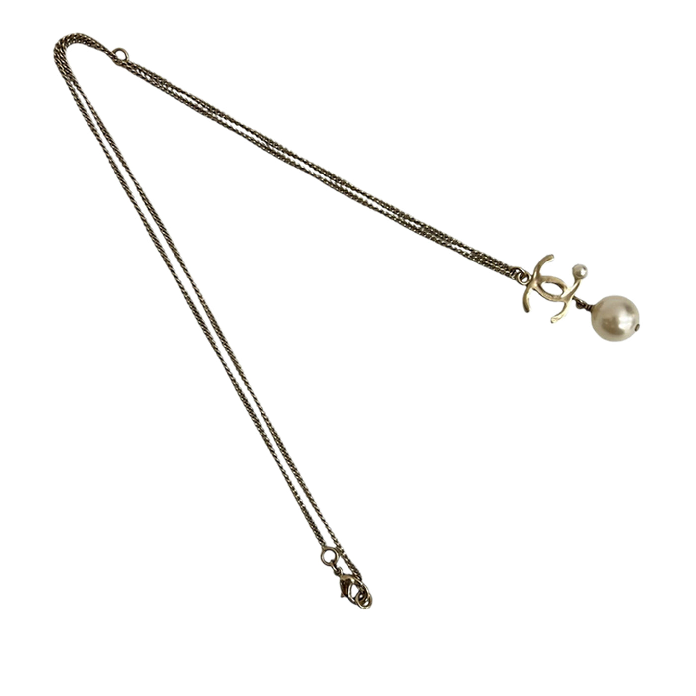 CC Gold Plated Faux Pearl Drop Pendant Necklace - Image 1
