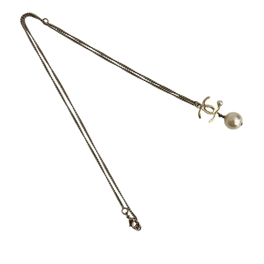 CC Gold Plated Faux Pearl Drop Pendant Necklace - Image 1