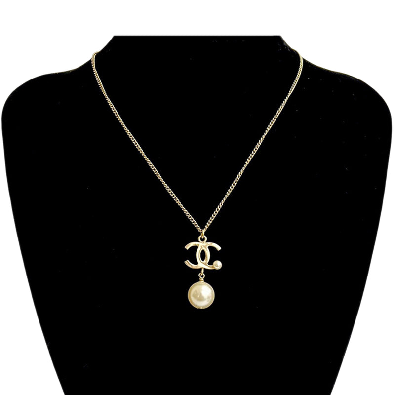 CC Gold Plated Faux Pearl Drop Pendant Necklace - Image 5