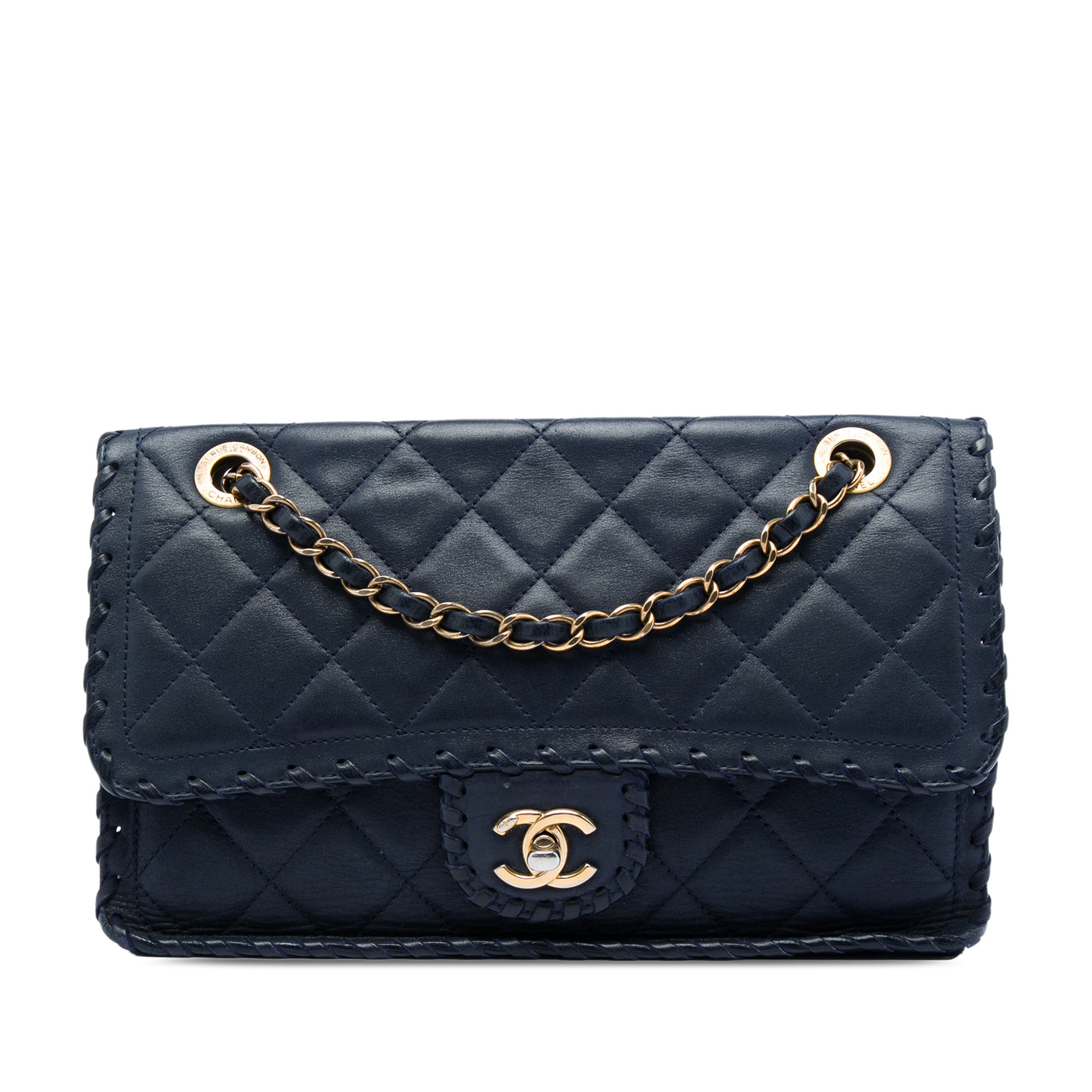 Medium Quilted Iridescent Calfskin Happy Stitch Flap - Image 1