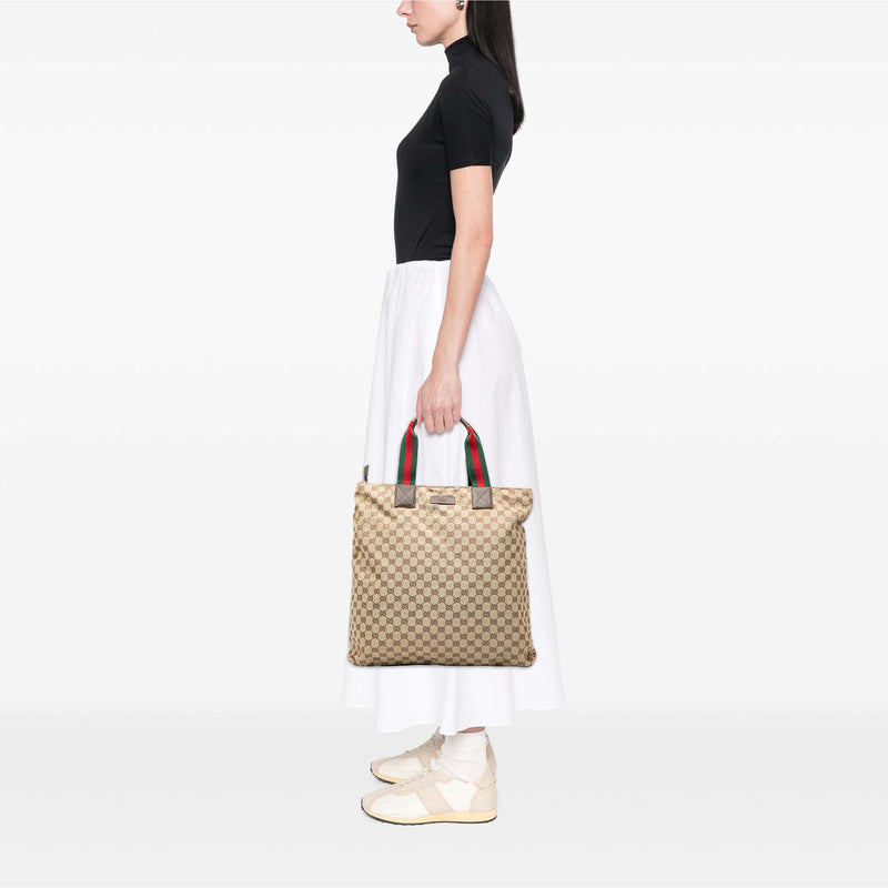 GG Canvas Web Vertical Tote - Image 7