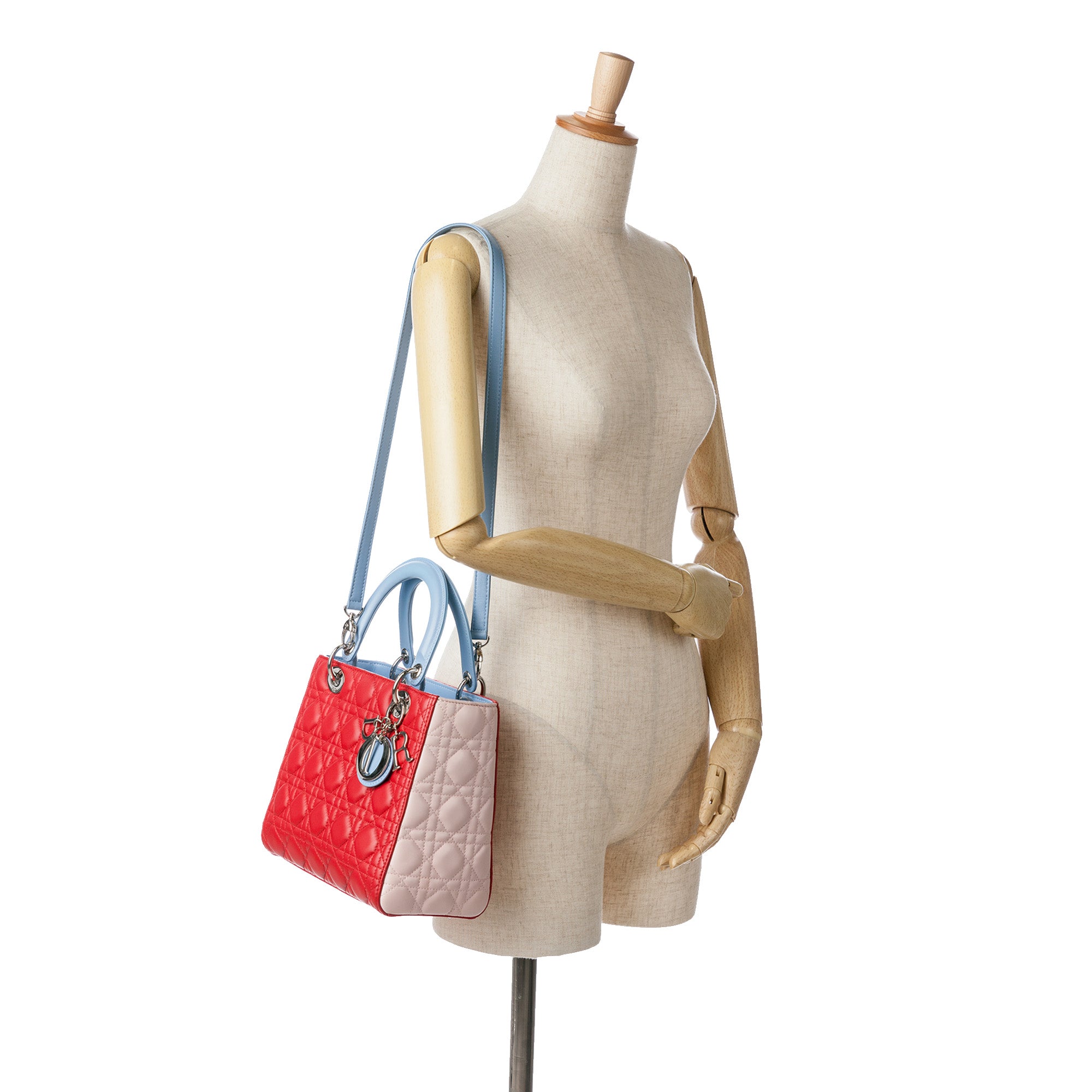 Medium Tricolor Lambskin Cannage Lady Dior - Image 9