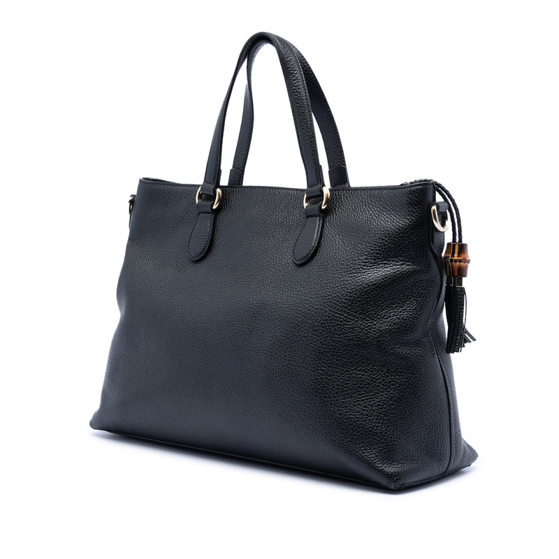 Leather Bamboo Tassel Satchel - Image 2