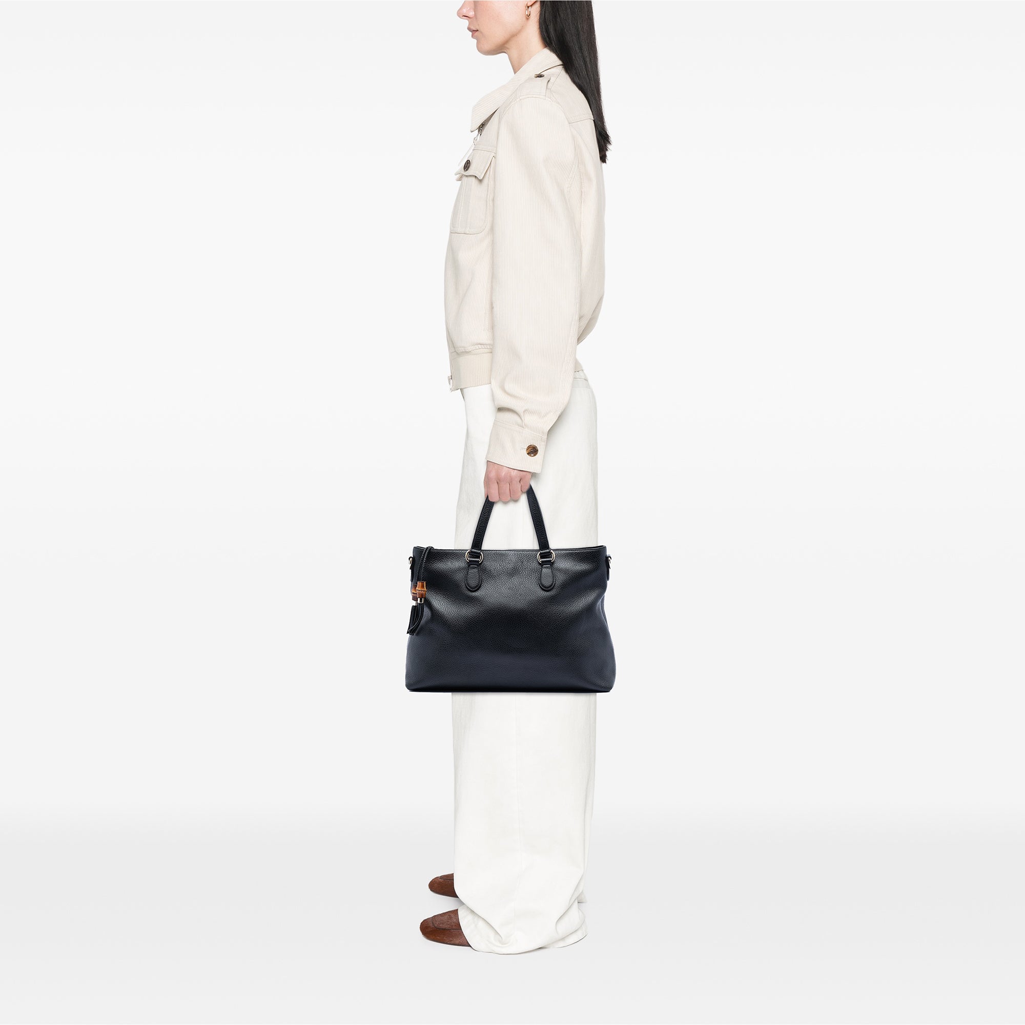 Leather Bamboo Tassel Satchel - Image 7