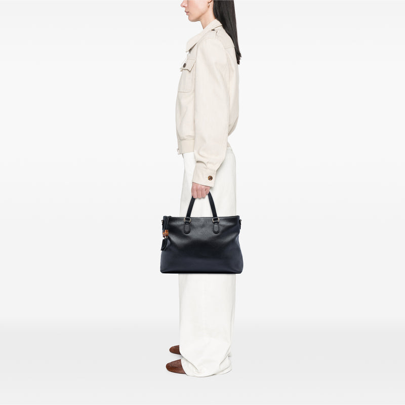 Leather Bamboo Tassel Satchel - Image 7