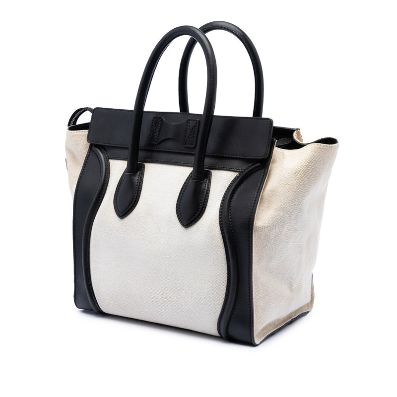 Mini Bicolor Canvas and Leather Luggage Tote - Image 2