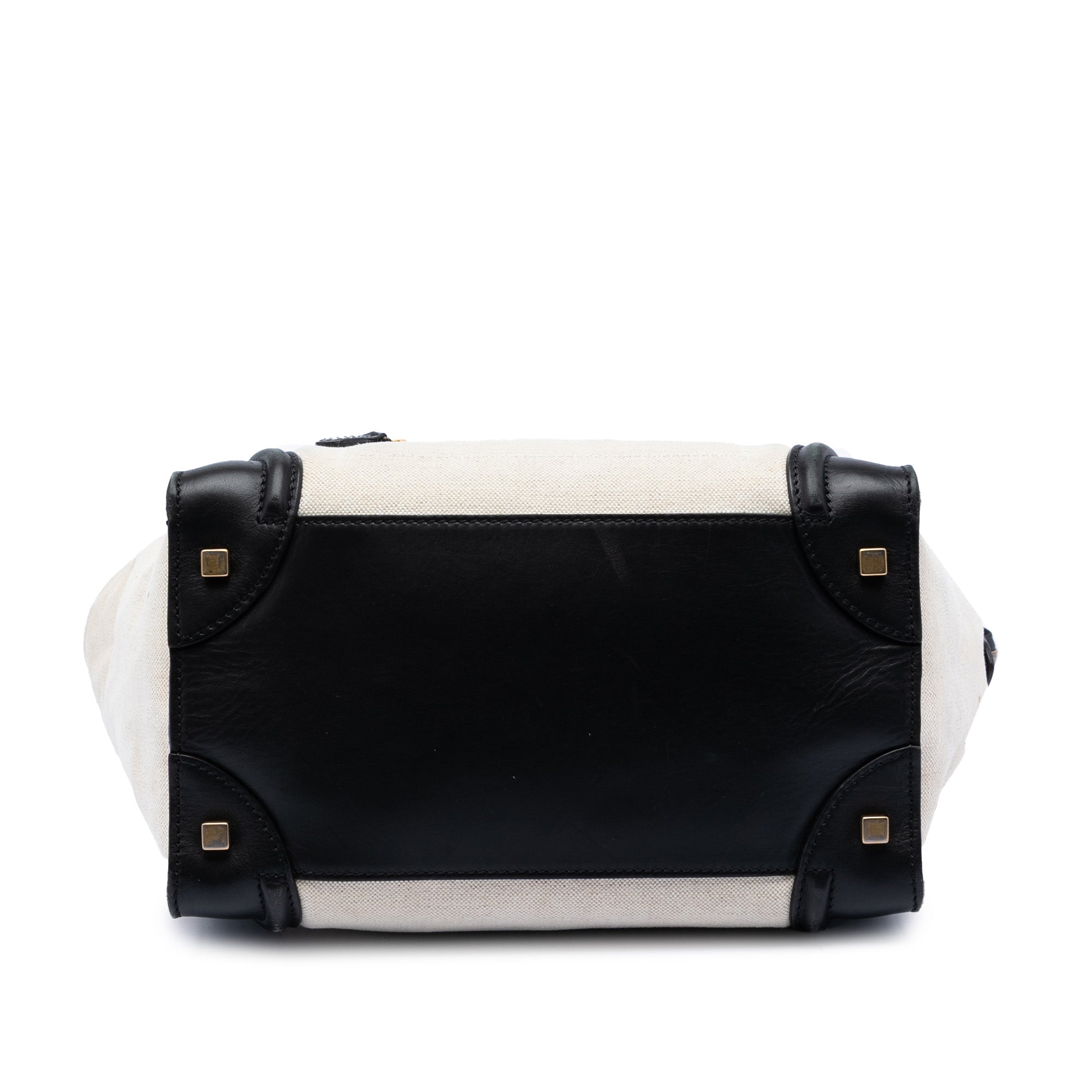 Mini Bicolor Canvas and Leather Luggage Tote - Image 3