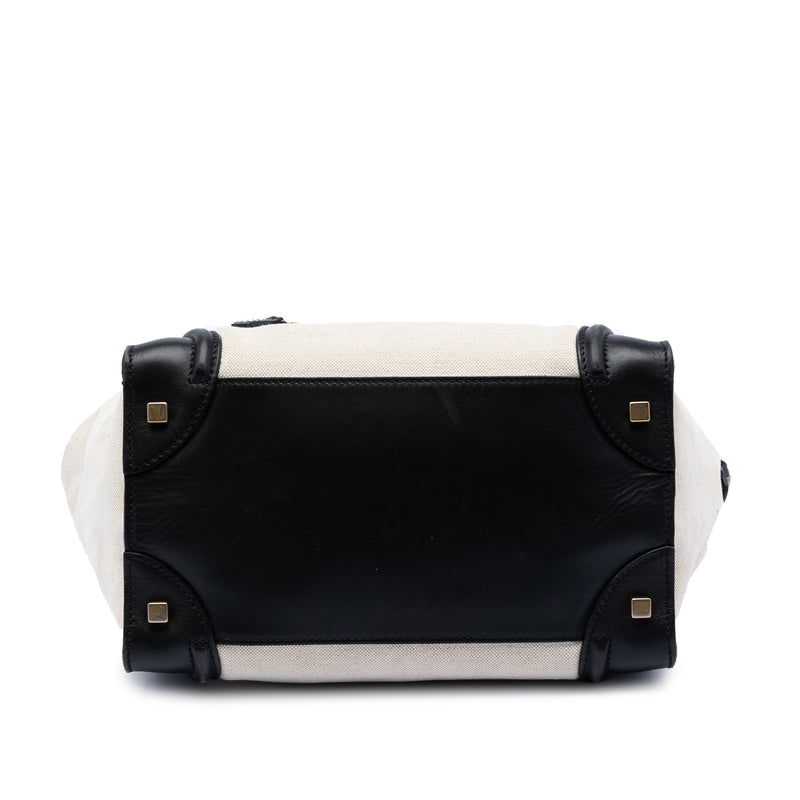 Mini Bicolor Canvas and Leather Luggage Tote - Image 3