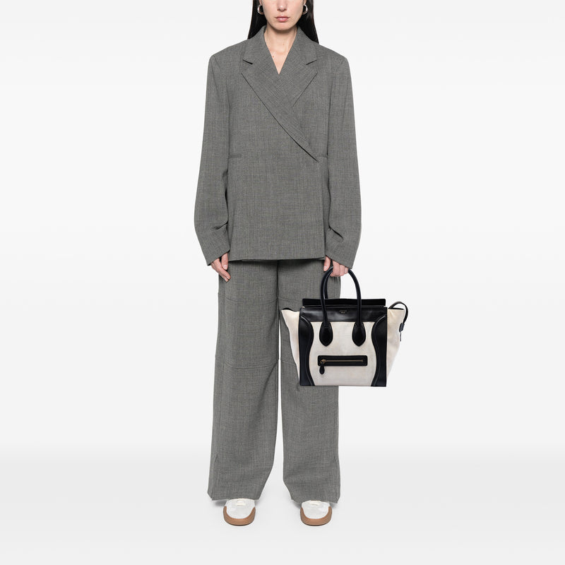Mini Bicolor Canvas and Leather Luggage Tote - Image 7