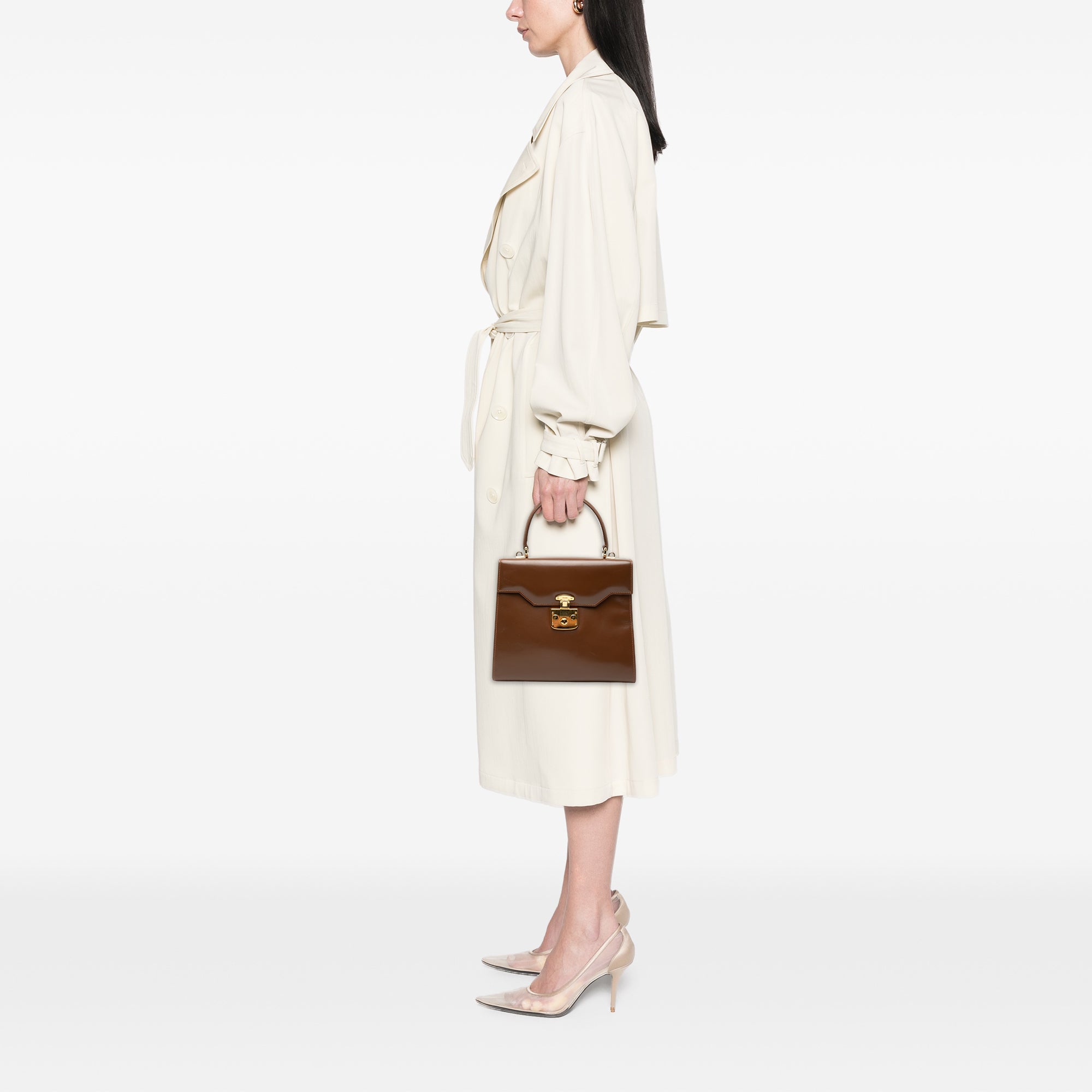 Calfskin Lady Lock Satchel - Image 7