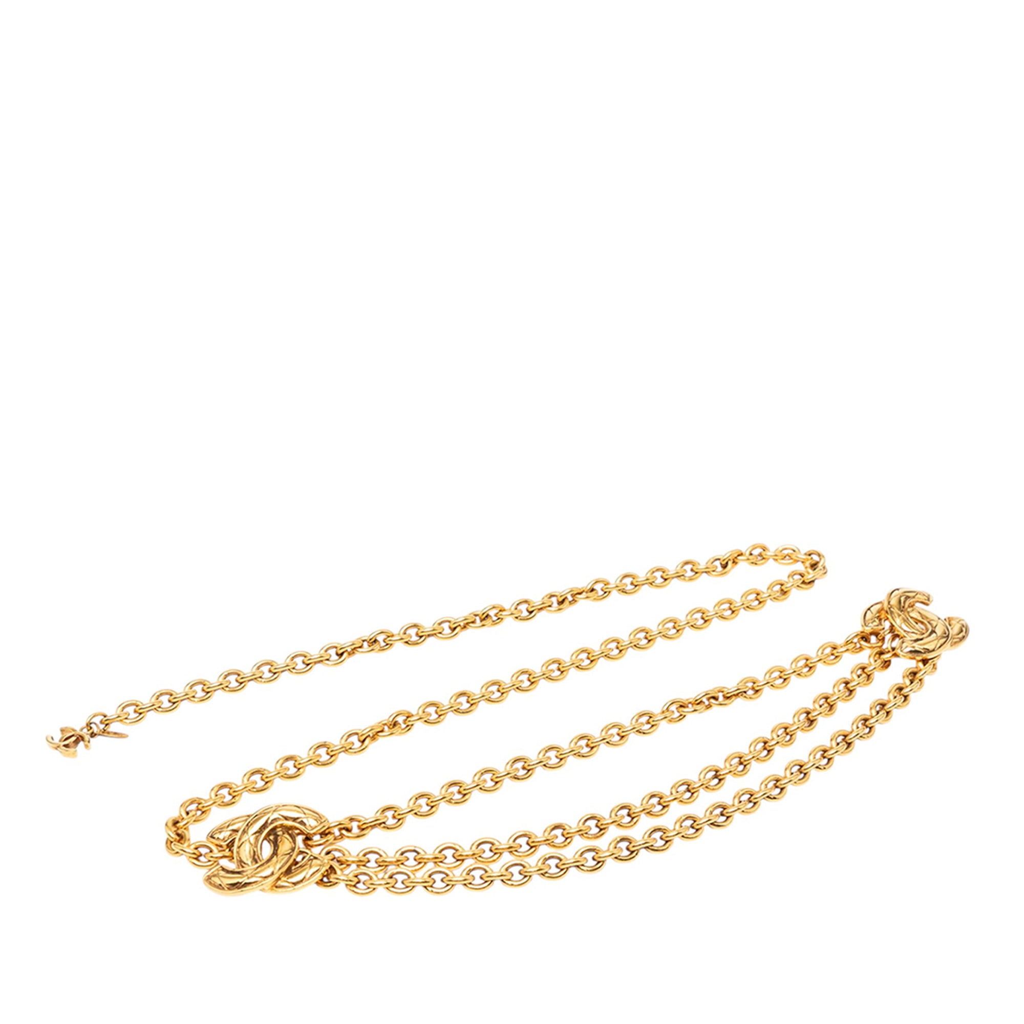 Gold Plated Quilted CC Triple Chain Belt - Image 1