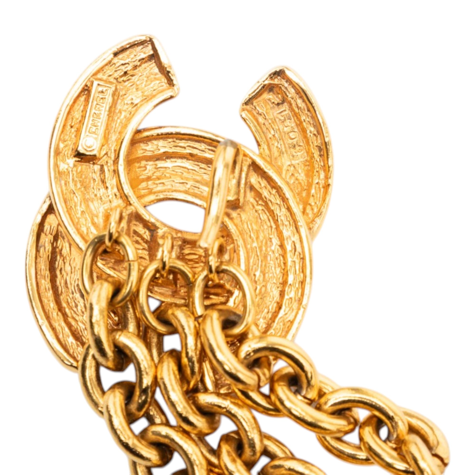 Gold Plated Quilted CC Triple Chain Belt - Image 5