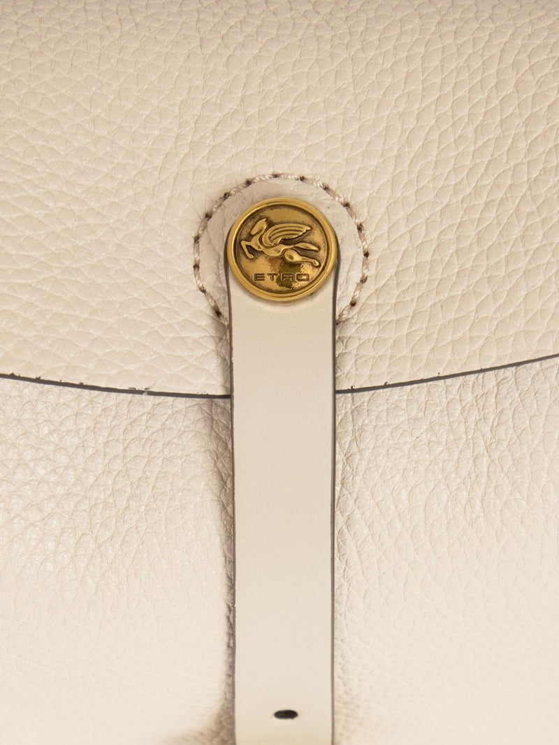 Etro Sculptural Calfskin Shoulder Bag — Beige Calfskin; Lining: Cowhide