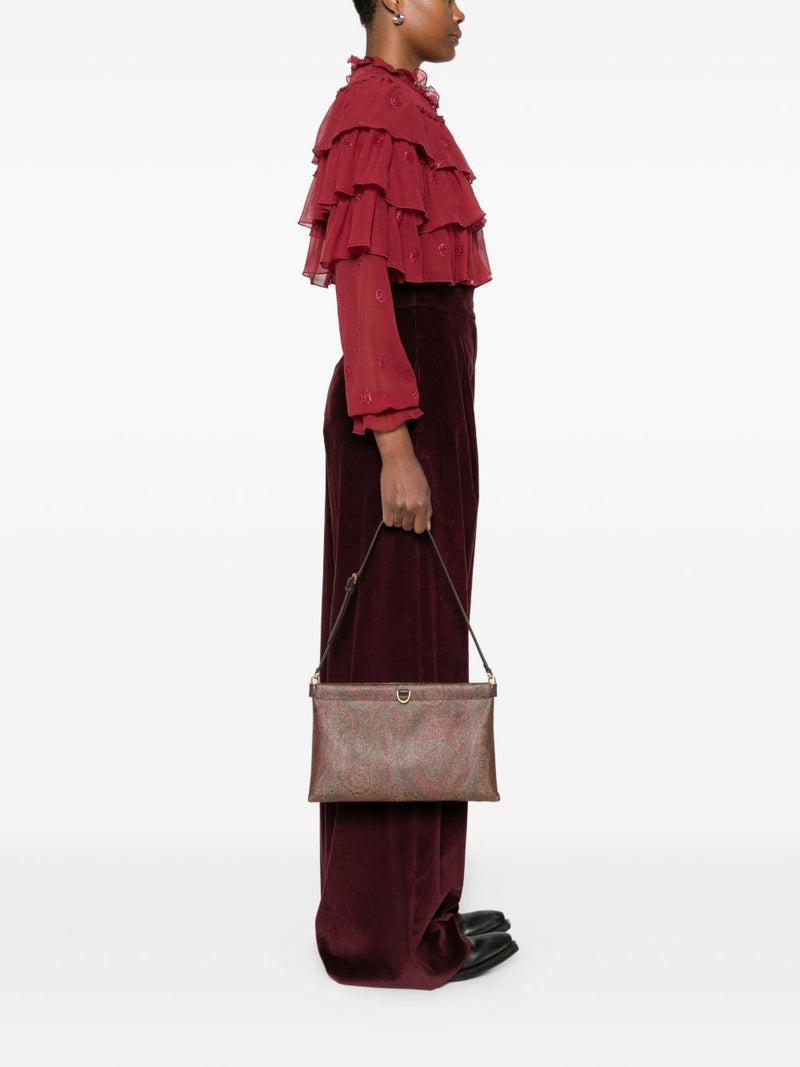 Etro Paisley Jacquard Shoulder Bag — Brown Pvc