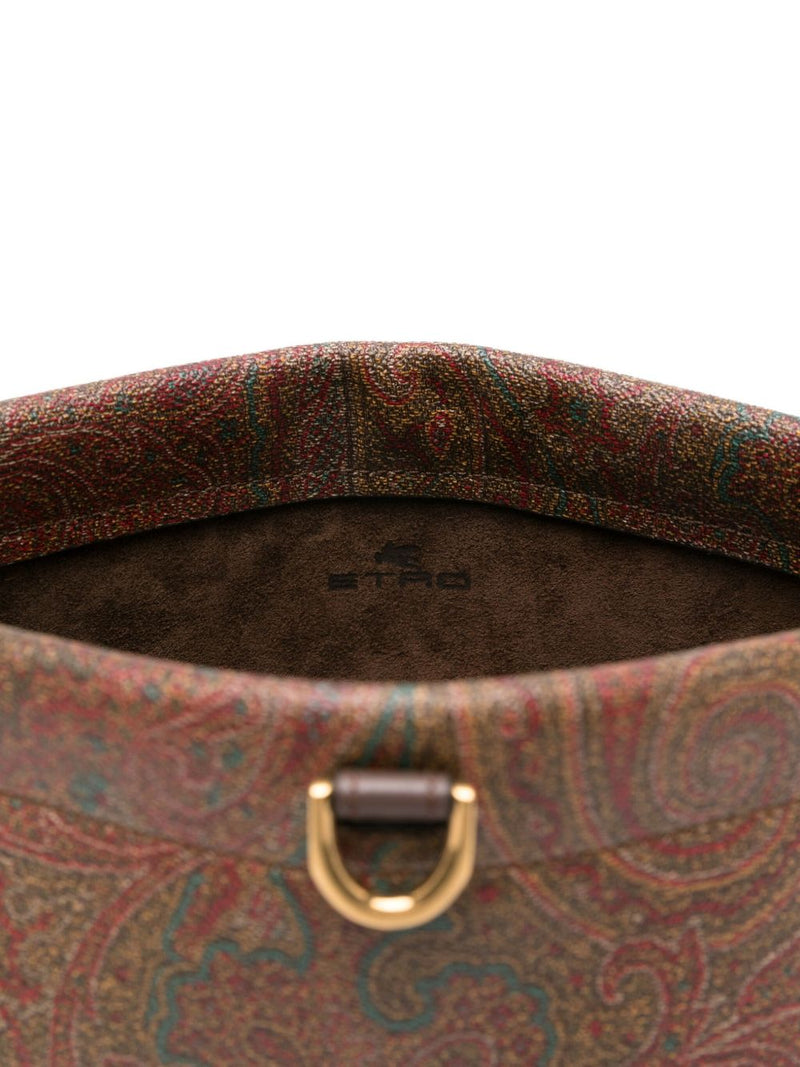 Etro Paisley Jacquard Shoulder Bag — Brown Pvc