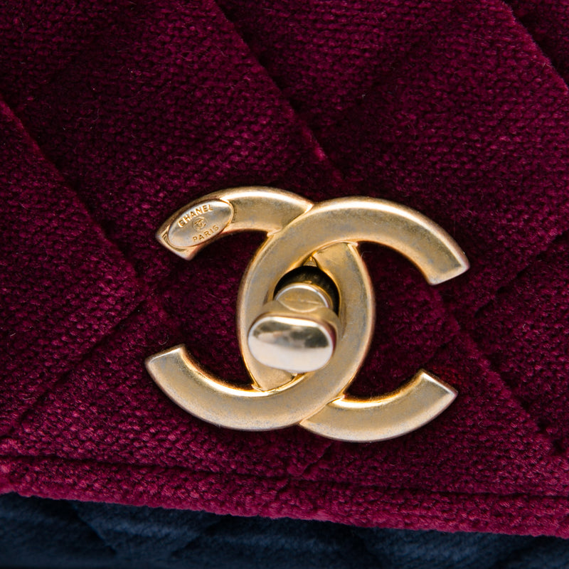 Paris Cosmopolite Small Tricolor Quilted Velvet Private Affair Camellia Flap - Image 5