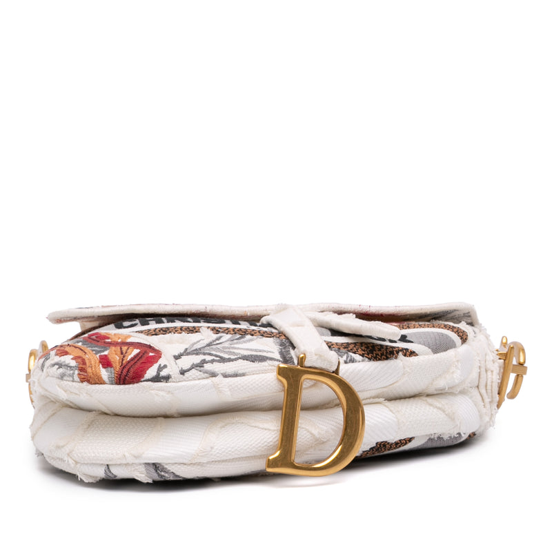 Canvas Embroidered Camouflage Flowers Saddle Bag - Image 3
