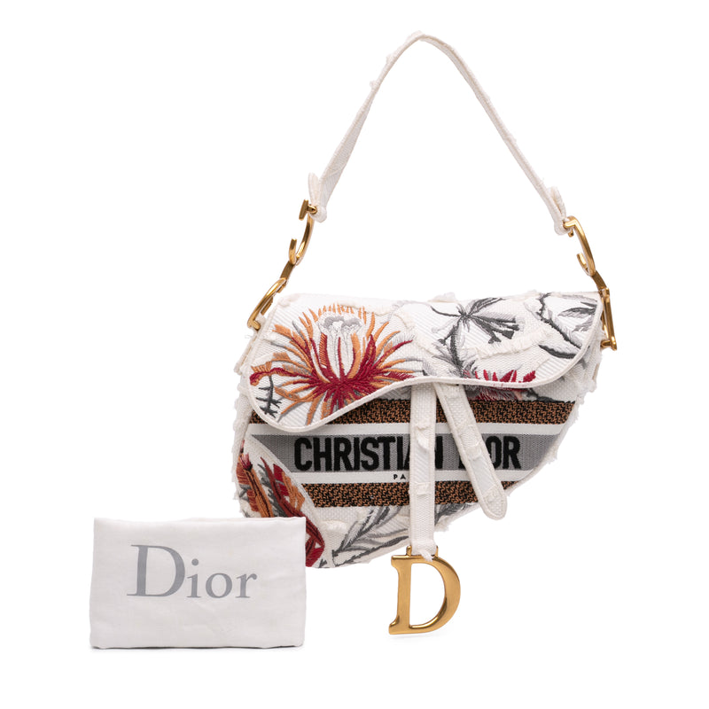 Canvas Embroidered Camouflage Flowers Saddle Bag - Image 7