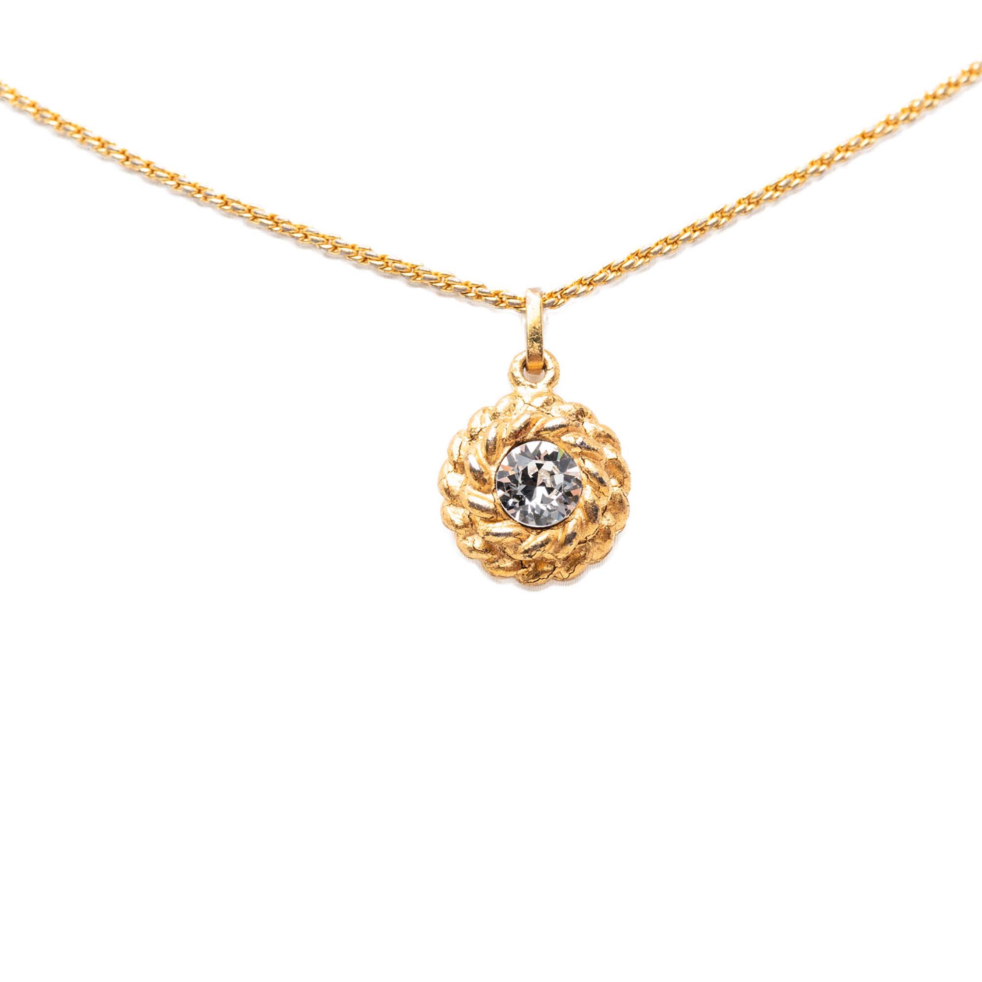 Gold Plated Crystal Round Pendant Necklace - Image 1