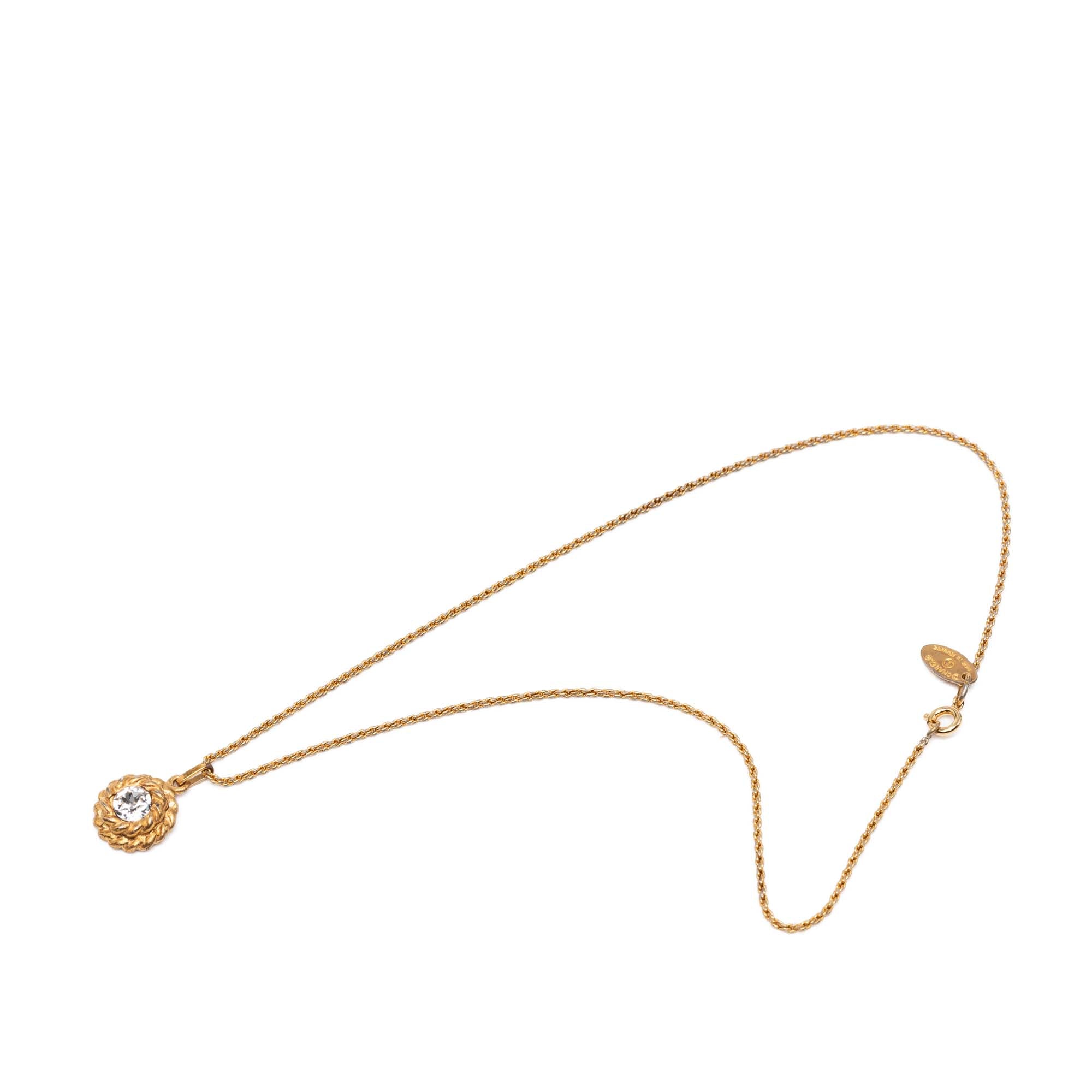 Gold Plated Crystal Round Pendant Necklace - Image 3