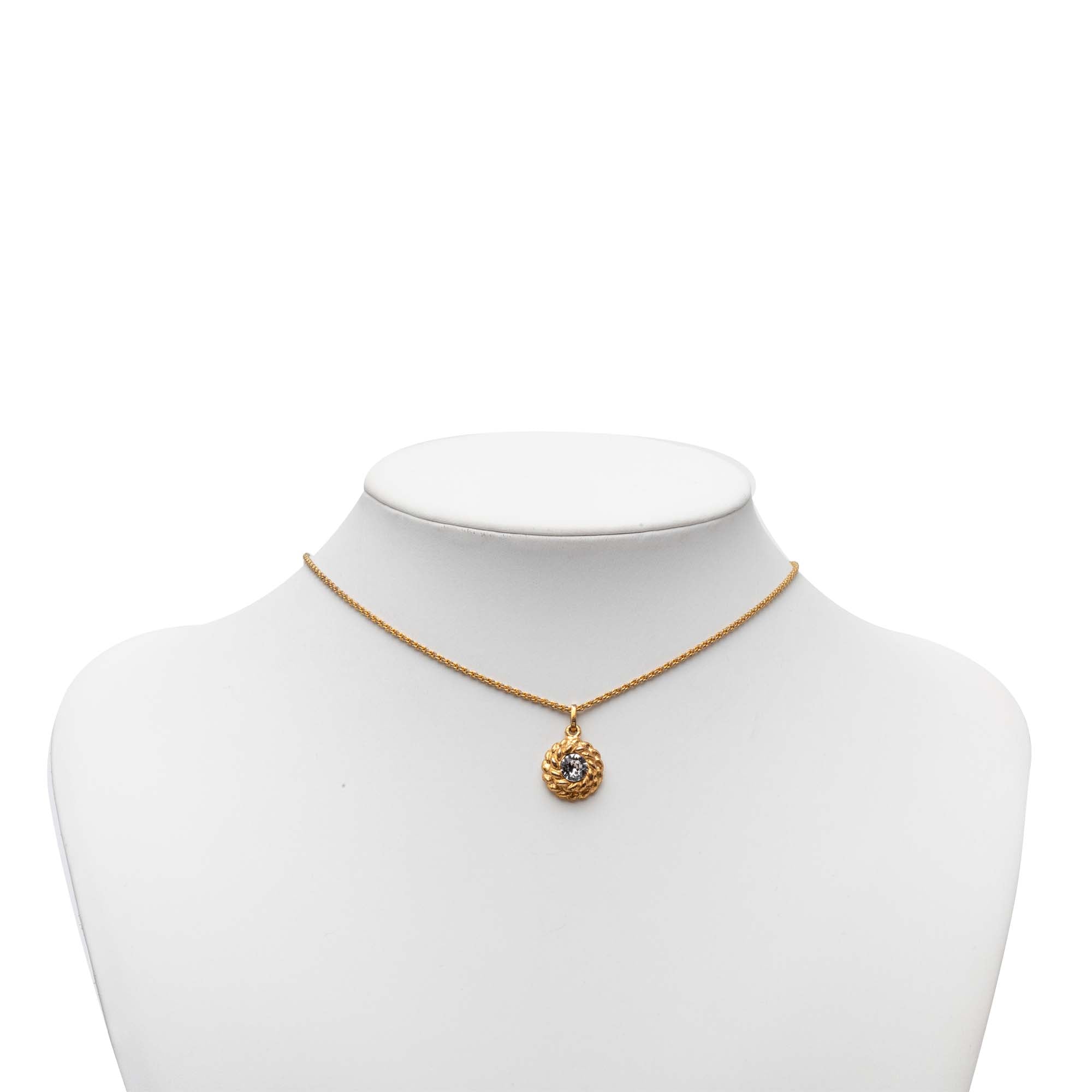 Gold Plated Crystal Round Pendant Necklace - Image 6