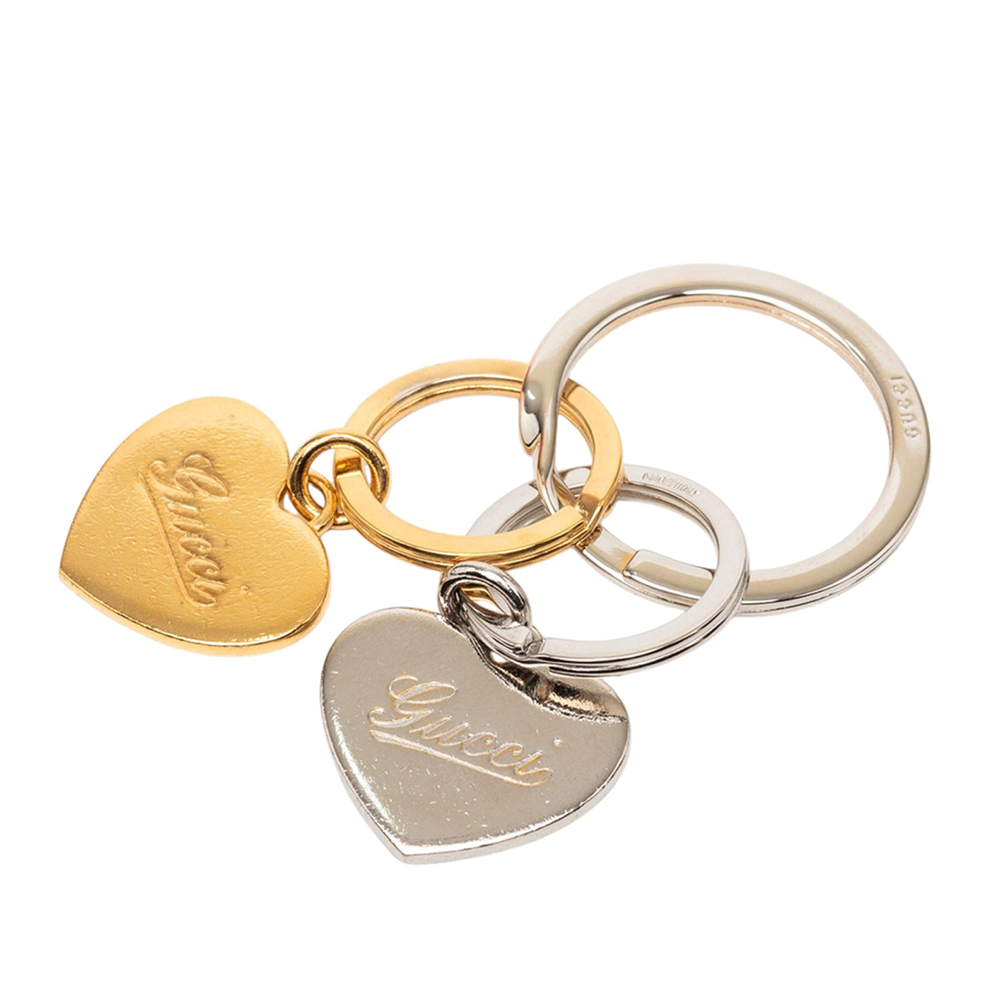 Gold Plated and Brass Double Heart Key Ring - Image 1