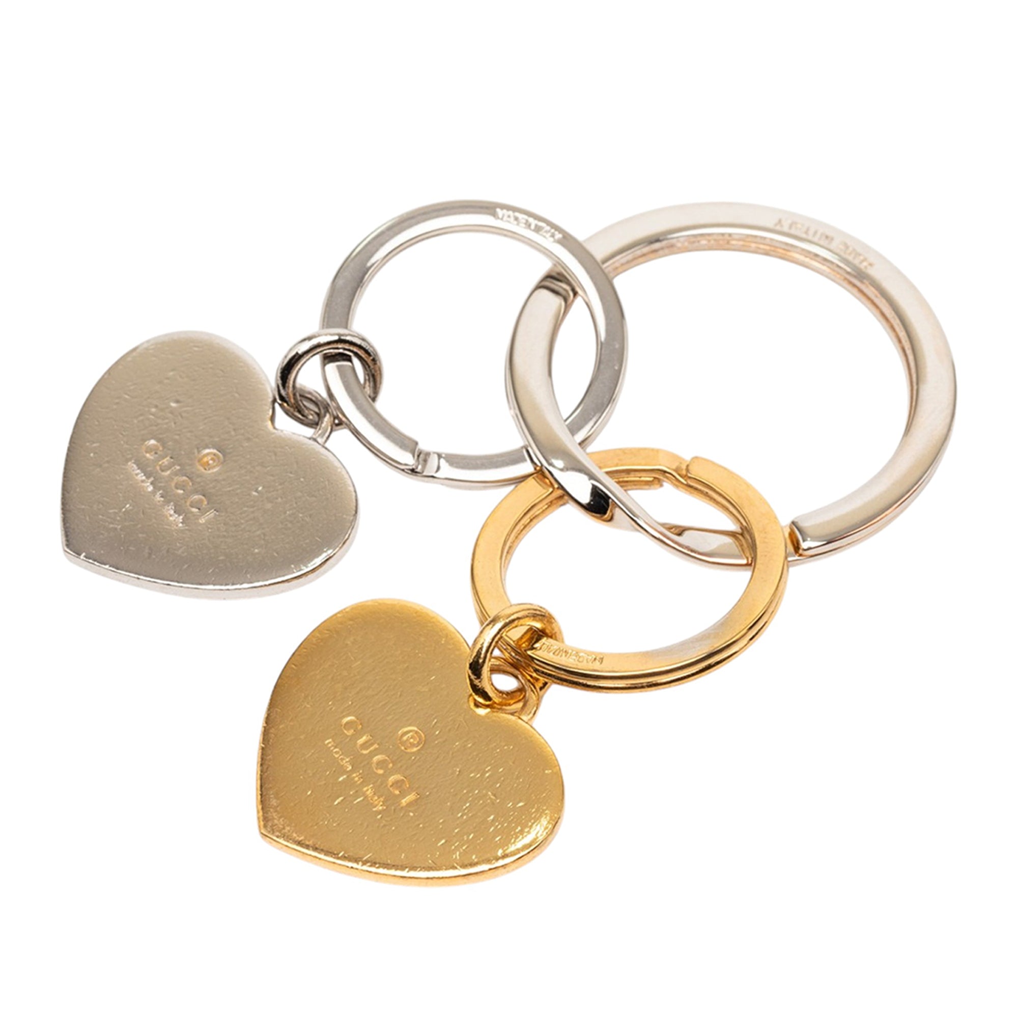 Gold Plated and Brass Double Heart Key Ring - Image 2