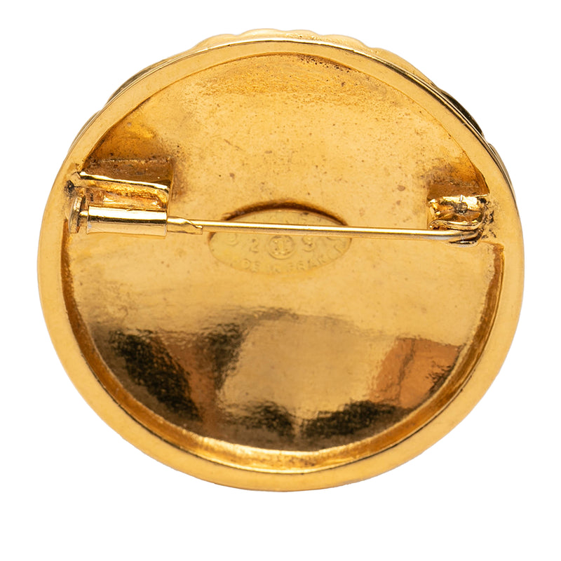 CC Gold Plated Quilted Round Brooch - Image 2