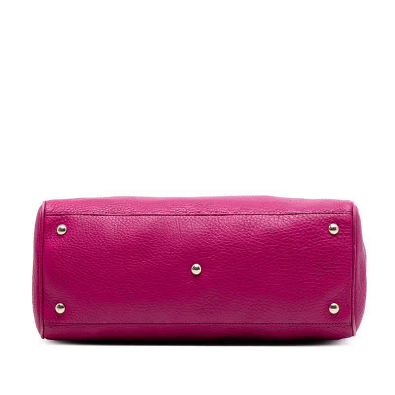 Medium Calfskin Bamboo Shopper Satchel - Image 3