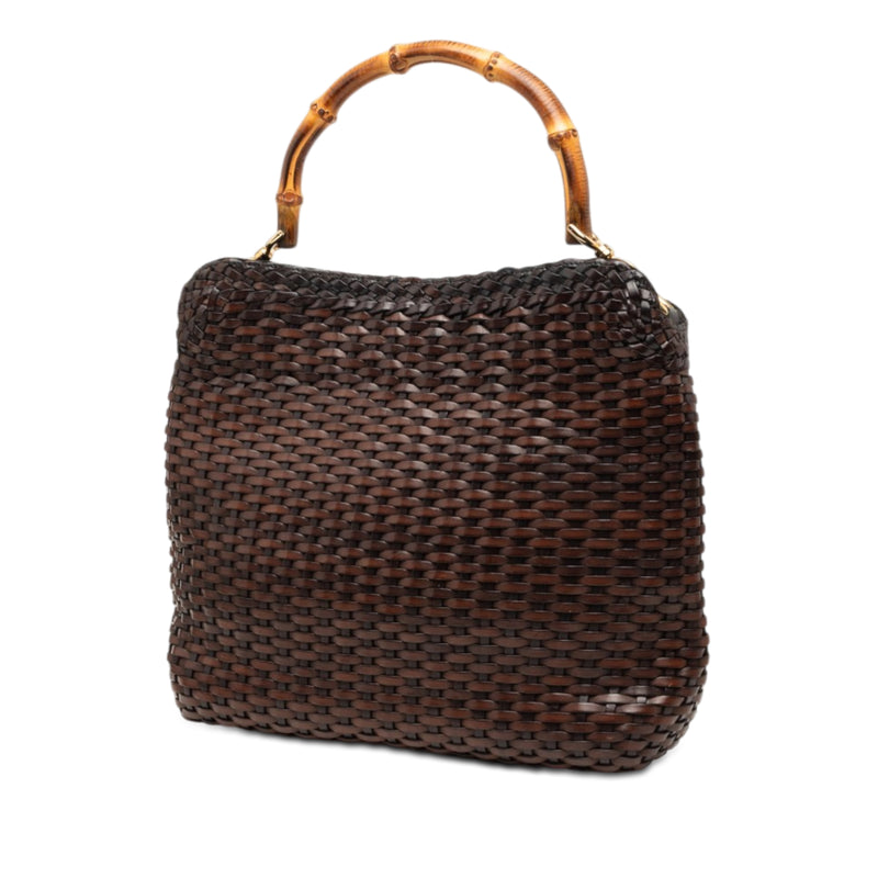 Woven Leather Bamboo Satchel - Image 2