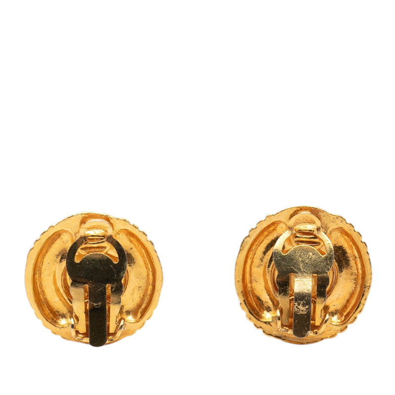CC Gold Plated Quilted Faux Pearl Clip On Earrings - Image 2