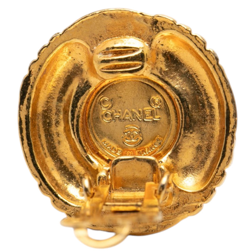 CC Gold Plated Quilted Faux Pearl Clip On Earrings - Image 3
