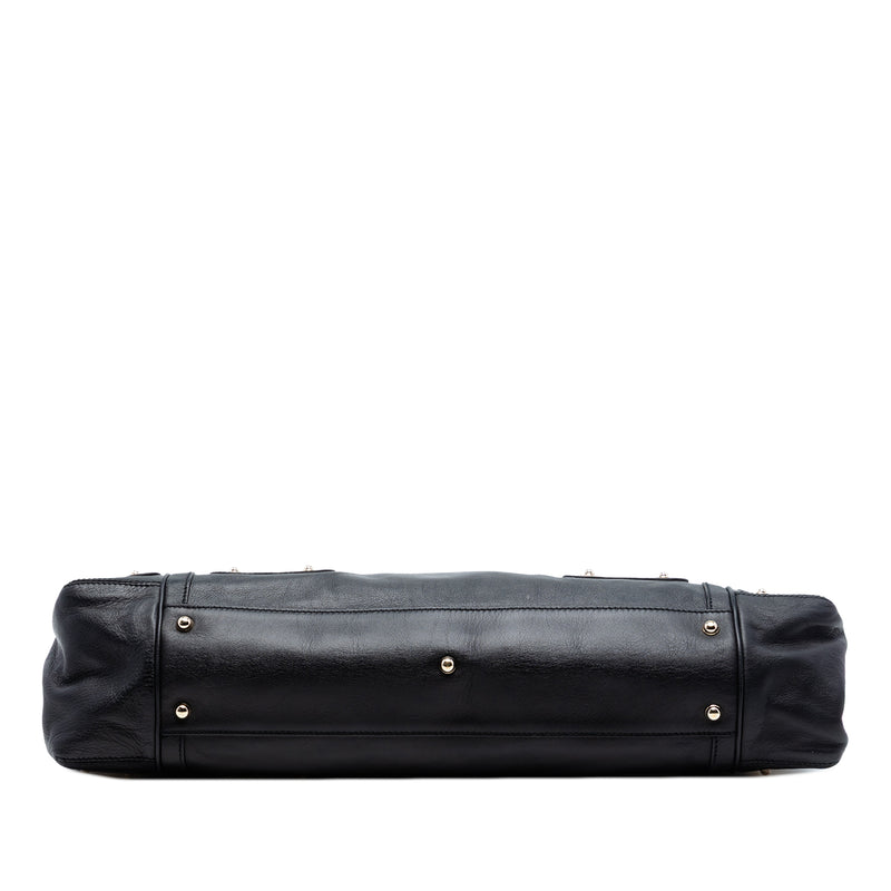 Medium Leather Bamboo Tassel Race Top Handle Bag - Image 3
