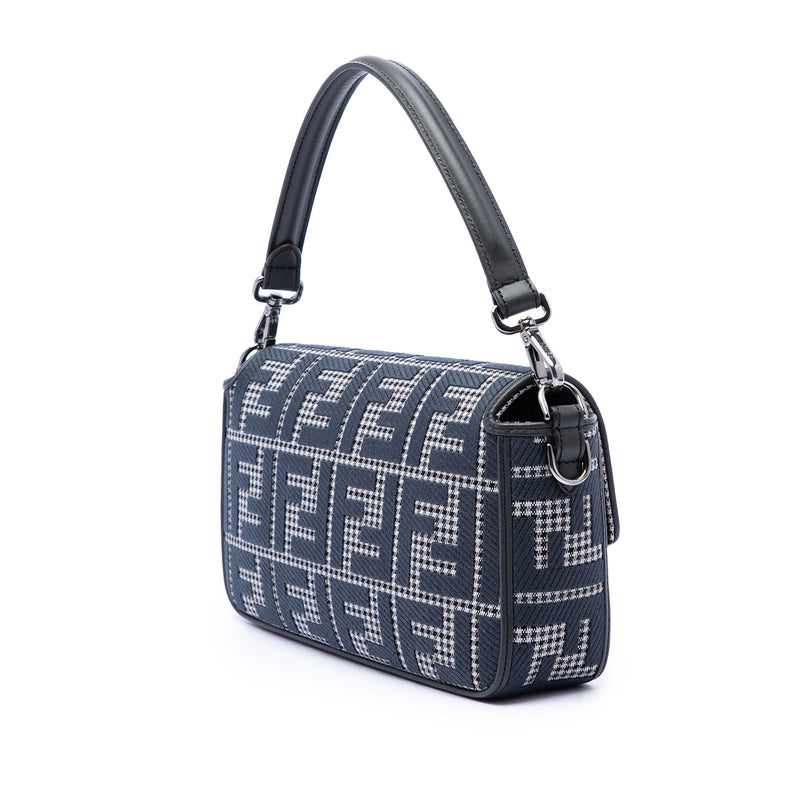 FF Embroidered Wool Houndstooth Baguette Satchel - Image 2